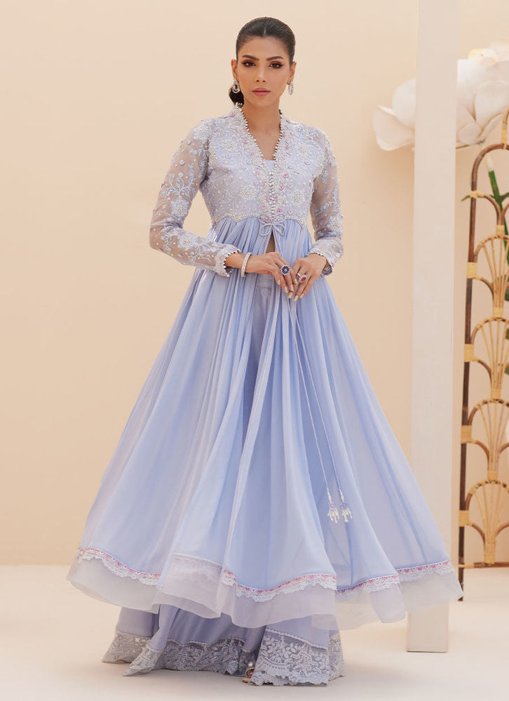 Farah Talib Aziz Antalia Wedgewood Blue Kalidaar Online Shopping