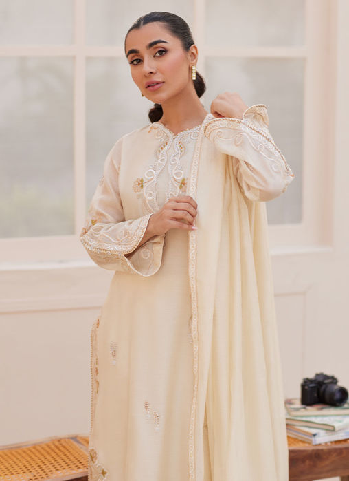 Farah Talib Aziz Evra Ivory Shirt and Dupatta Online Shopping