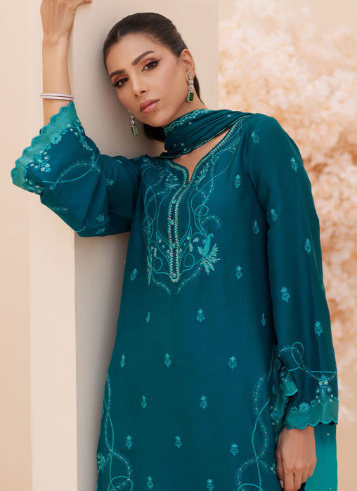 Farah Talib Aziz Evel Emerald Shirt and Dupatta Online Shopping