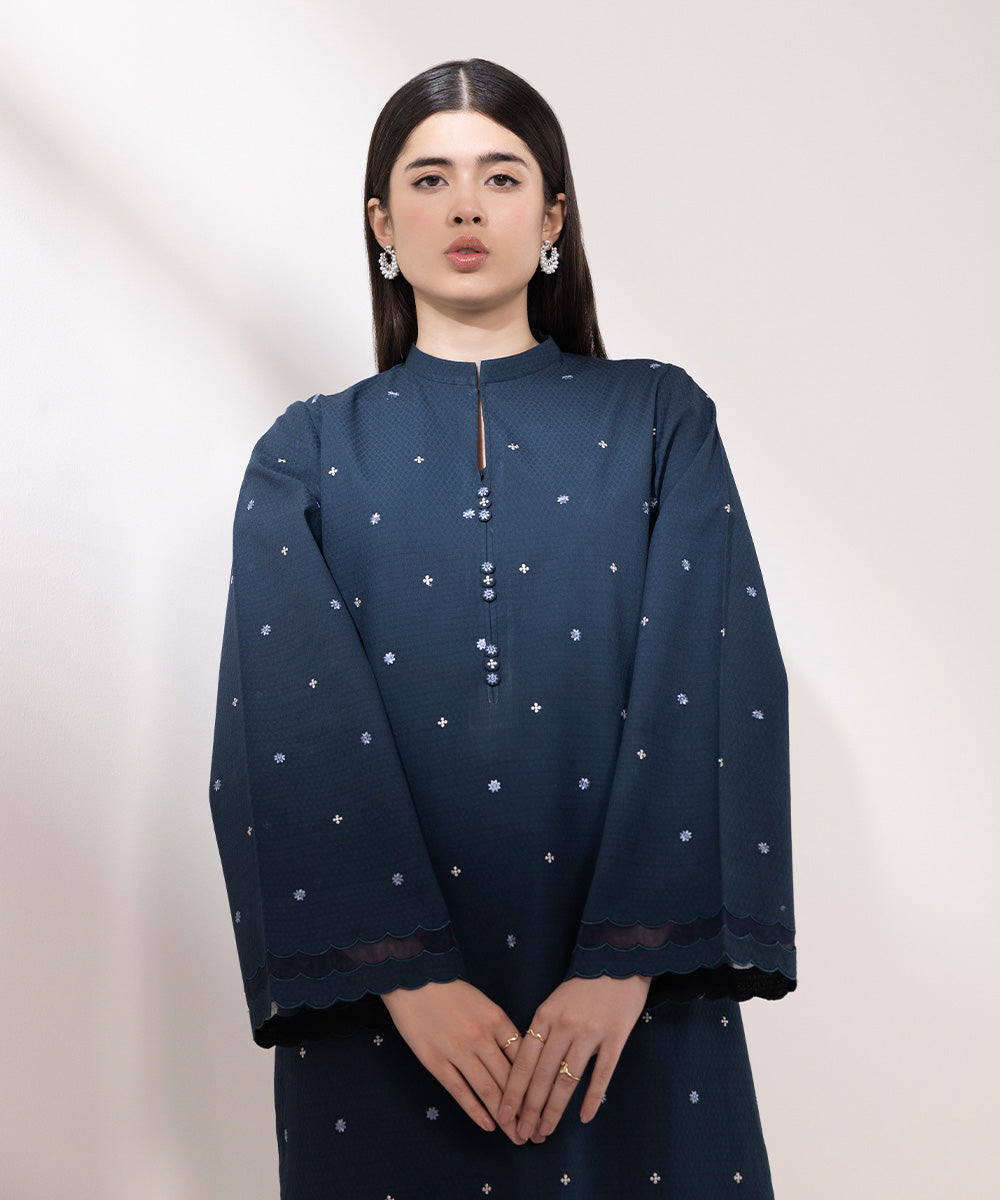 Sapphire  2 Piece Embroidered Dobby Suit 0U2TEDY24V56 Online Shopping