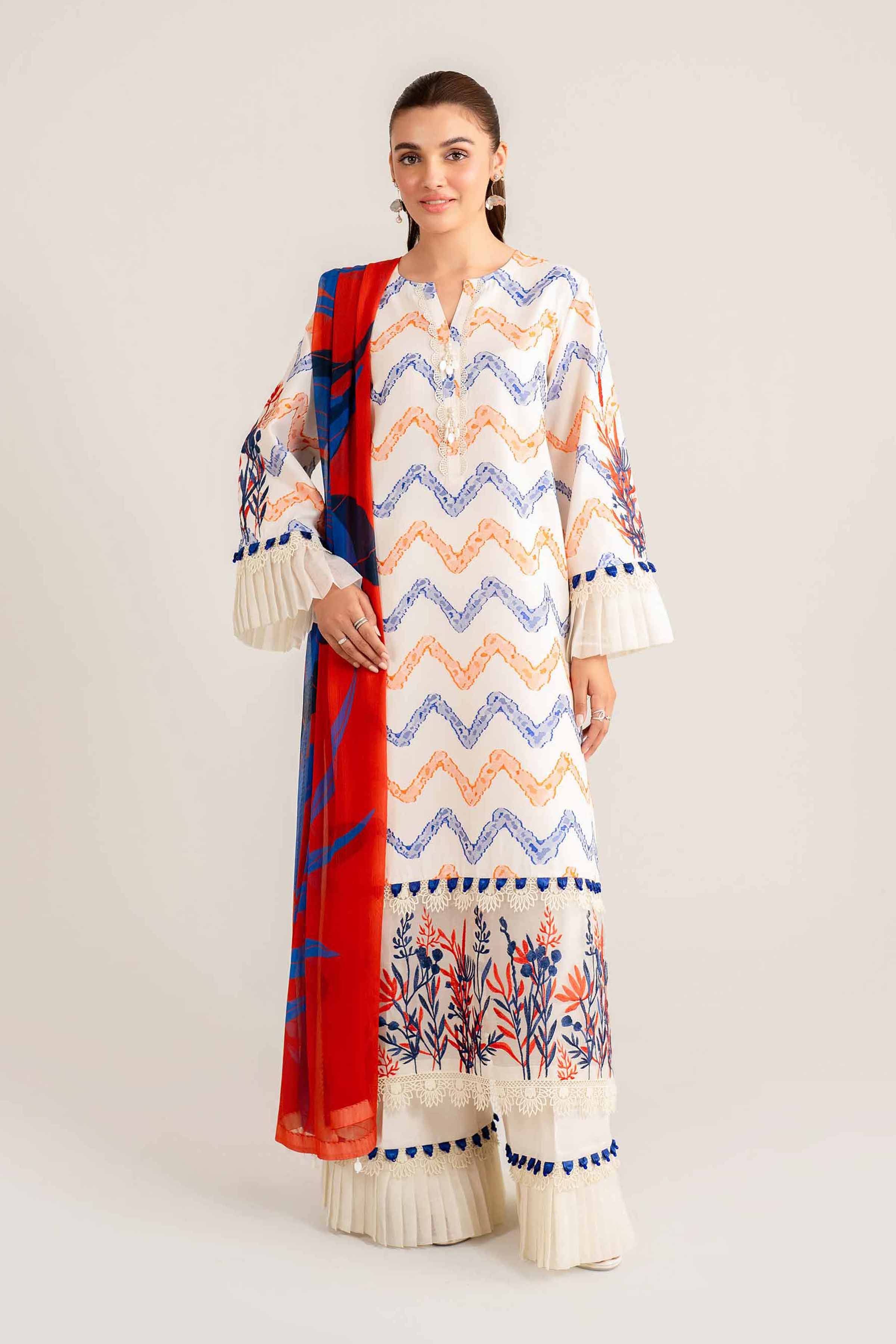 Nishat Linen 3 Piece - Jacquard Embroidered Suit - 42501093 Online Shopping