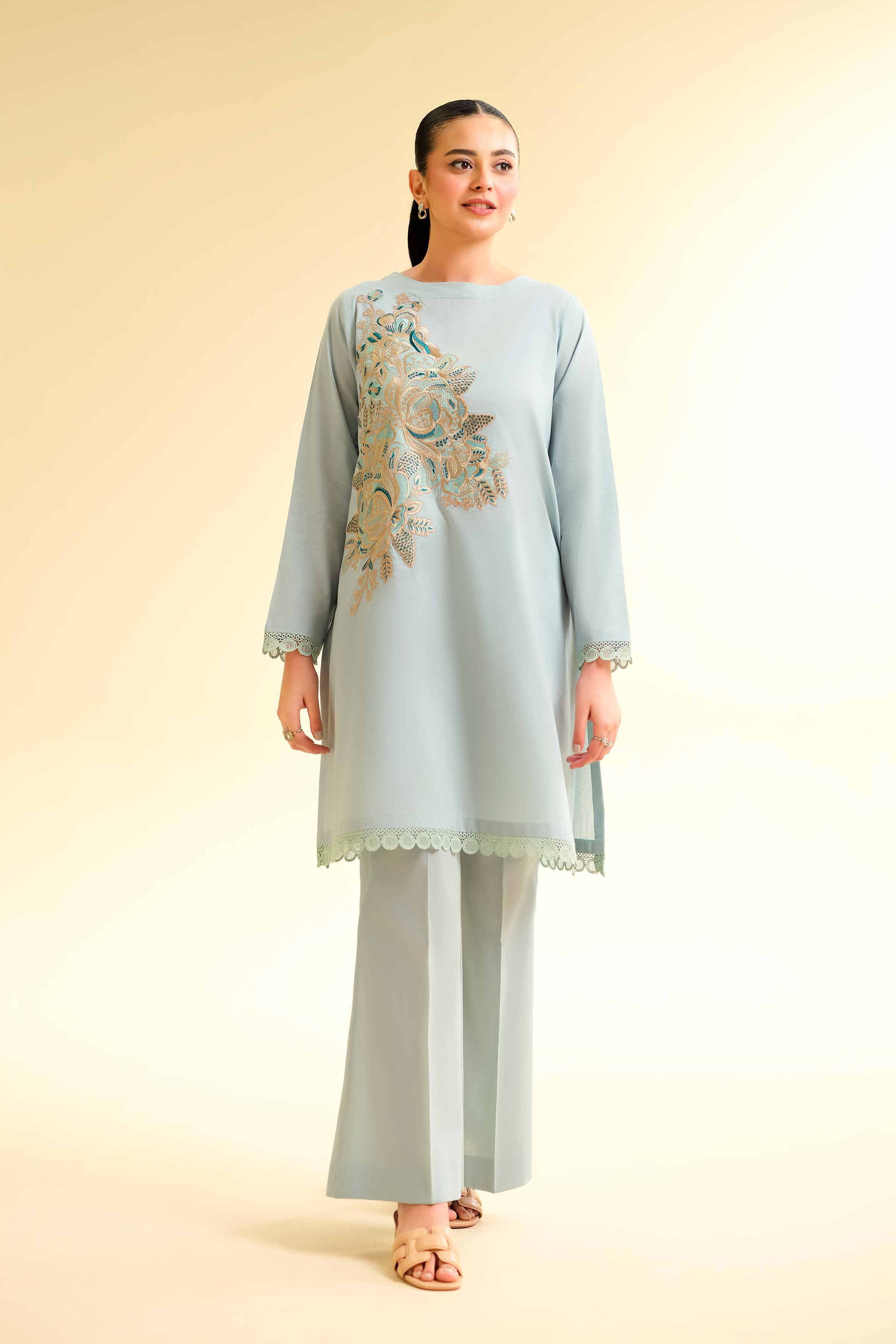 Nishat Linen 2 Piece - Dyed Embroidered Suit - 42501142 Online Shopping