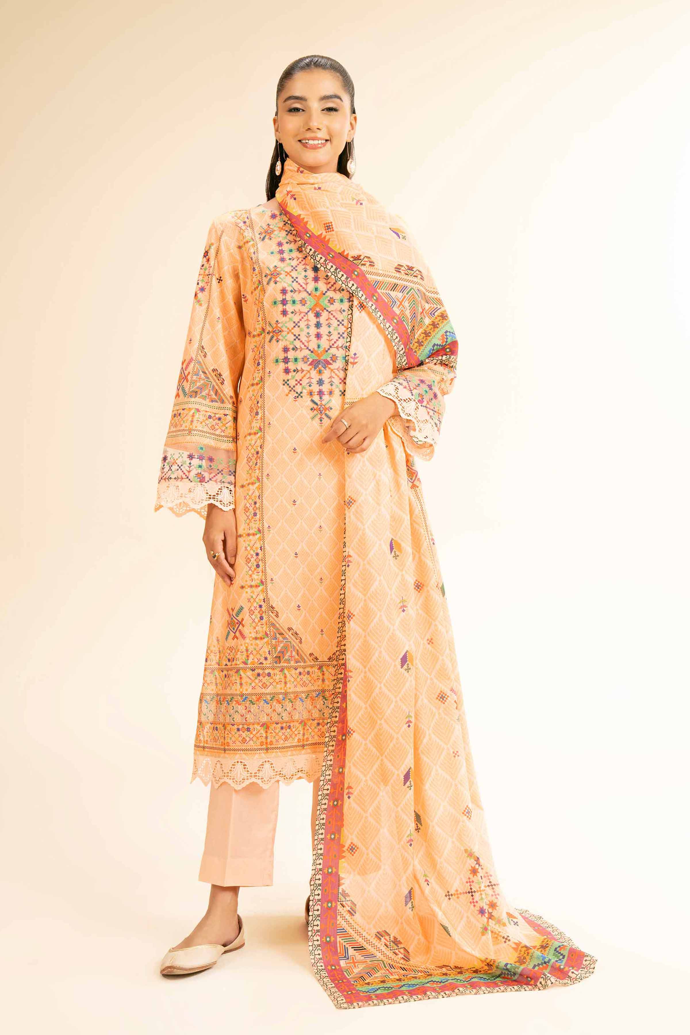 Nishat Linen 3 Piece - Digital Printed Embroidered Suit - 42501184 Online Shopping