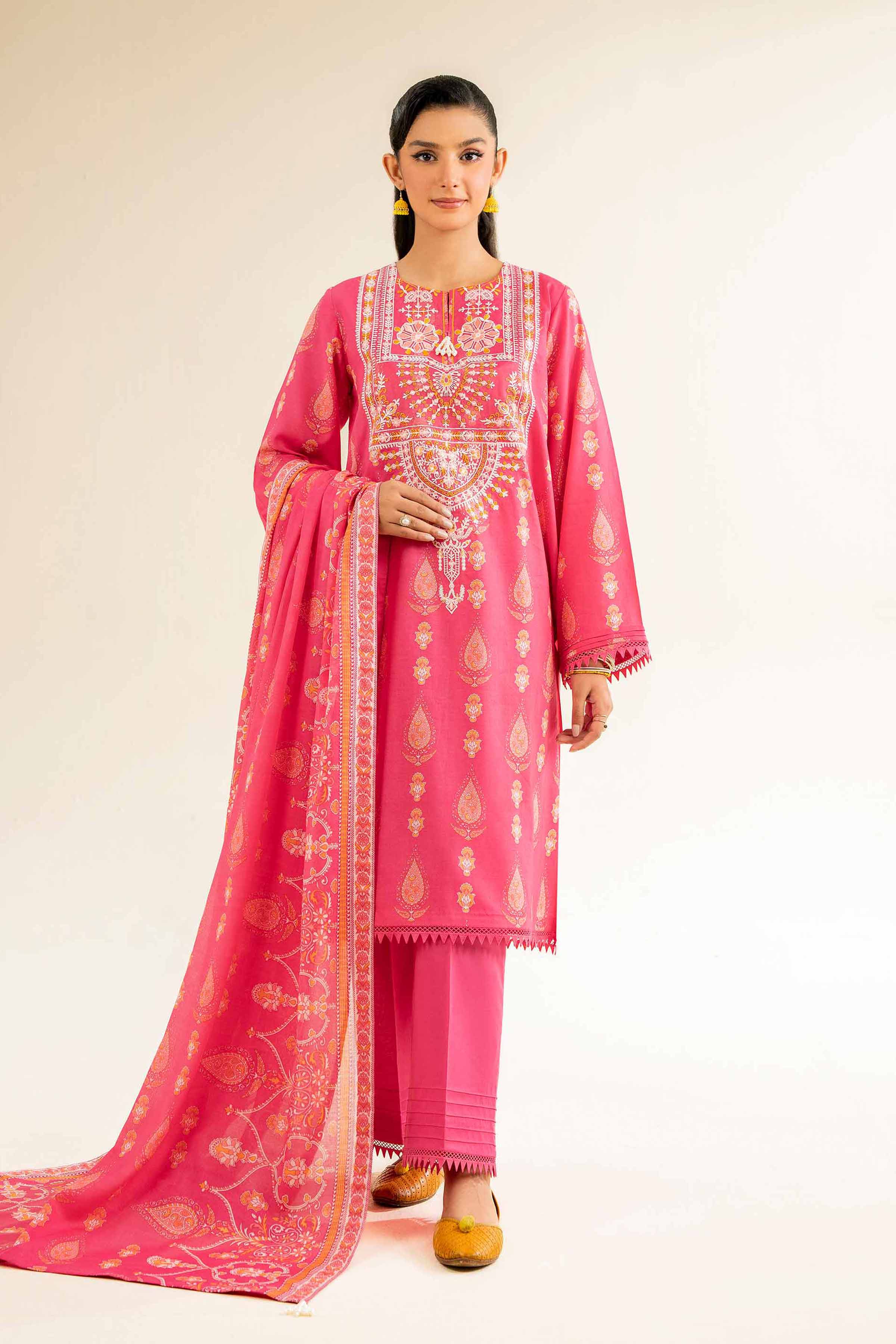 Nishat Linen 3 Piece - Printed Embroidered Suit - 42501236 Online Shopping
