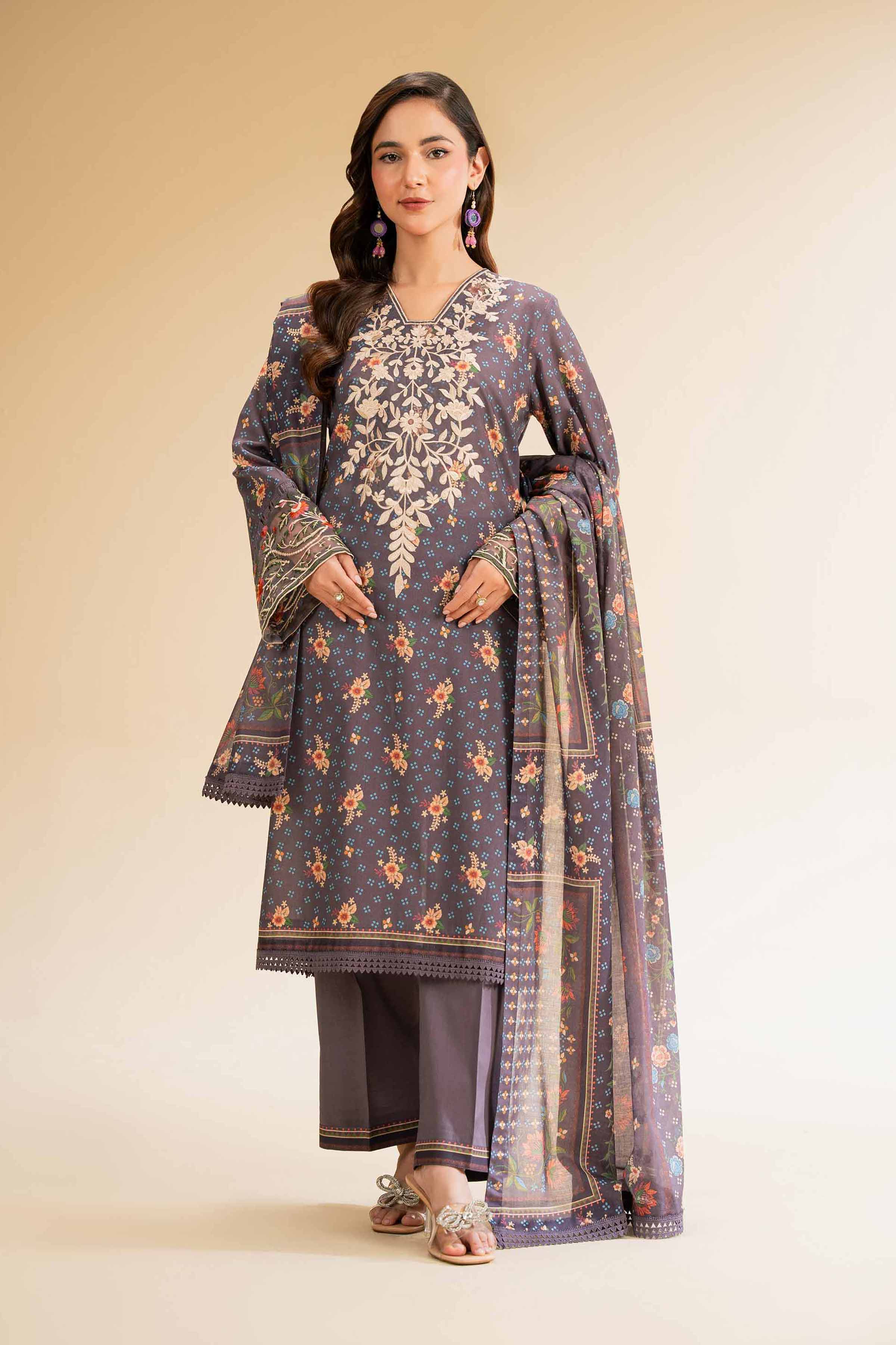 Nishat Linen 3 Piece - Printed Embroidered Suit - 42501244 Online Shopping