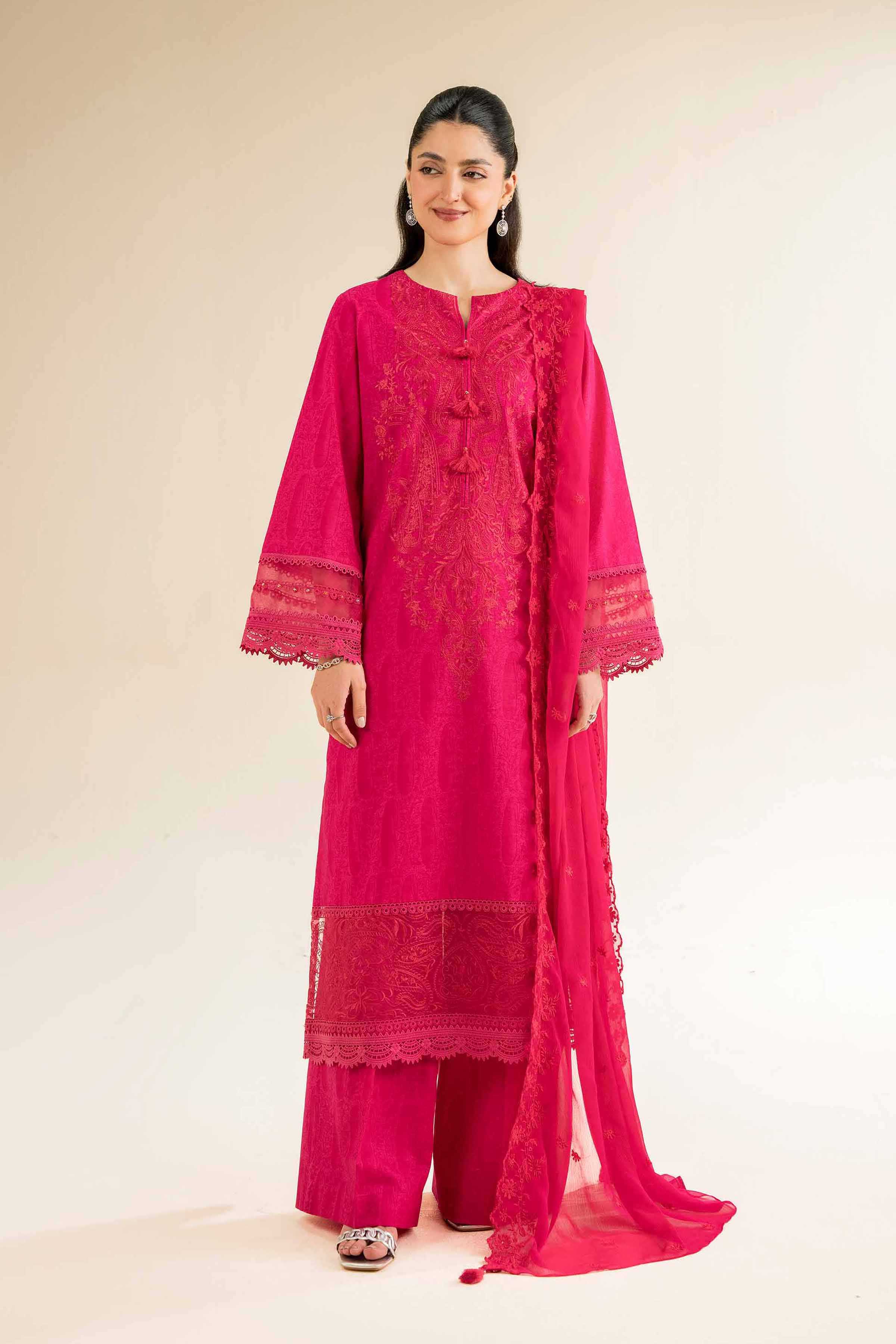 Nishat Linen 3 Piece - Printed Embroidered Suit - 42501276 Online Shopping