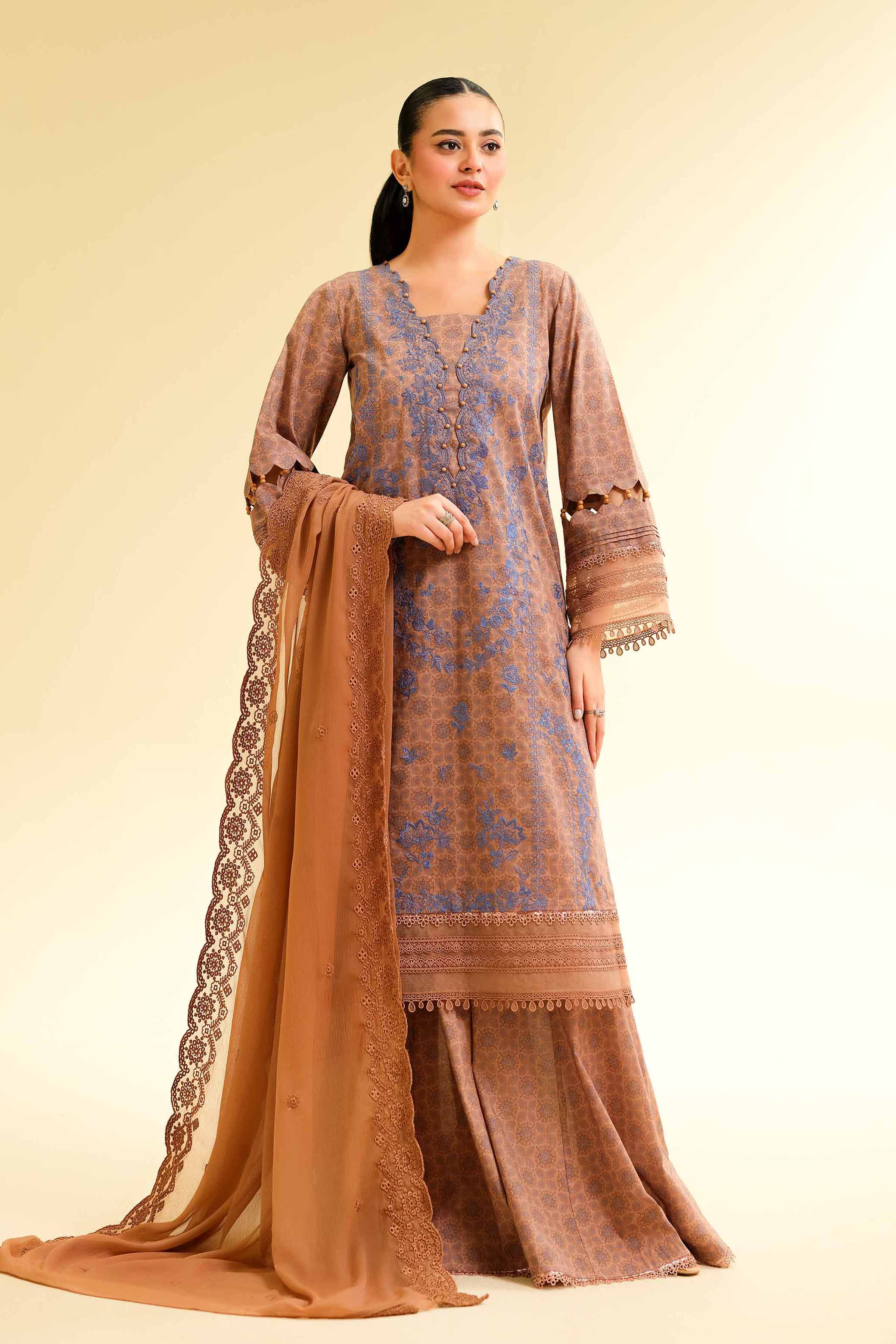 Nishat Linen 3 Piece - Printed Embroidered Suit - 42501282 Online Shopping
