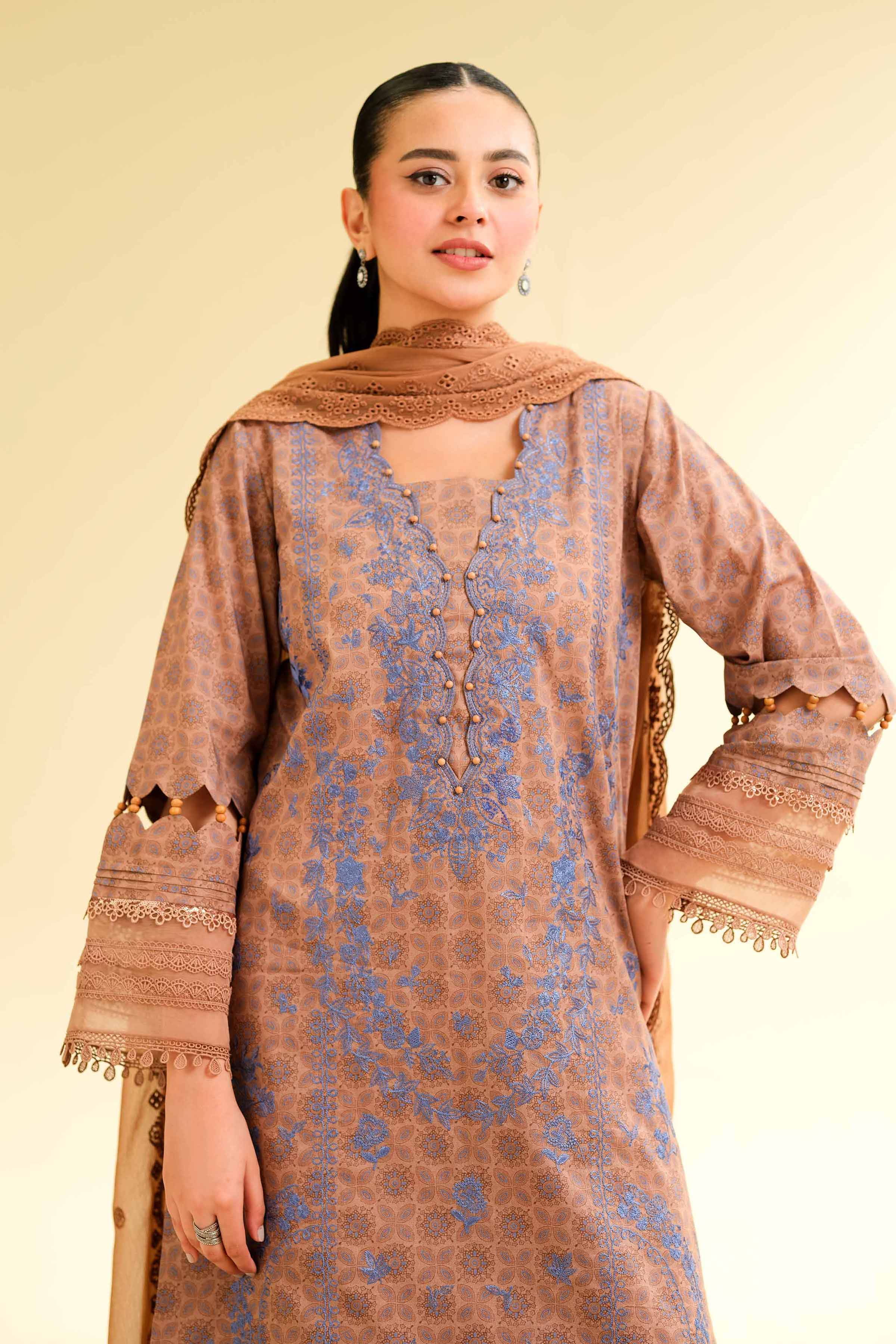 Nishat Linen 3 Piece - Printed Embroidered Suit - 42501282 Online Shopping