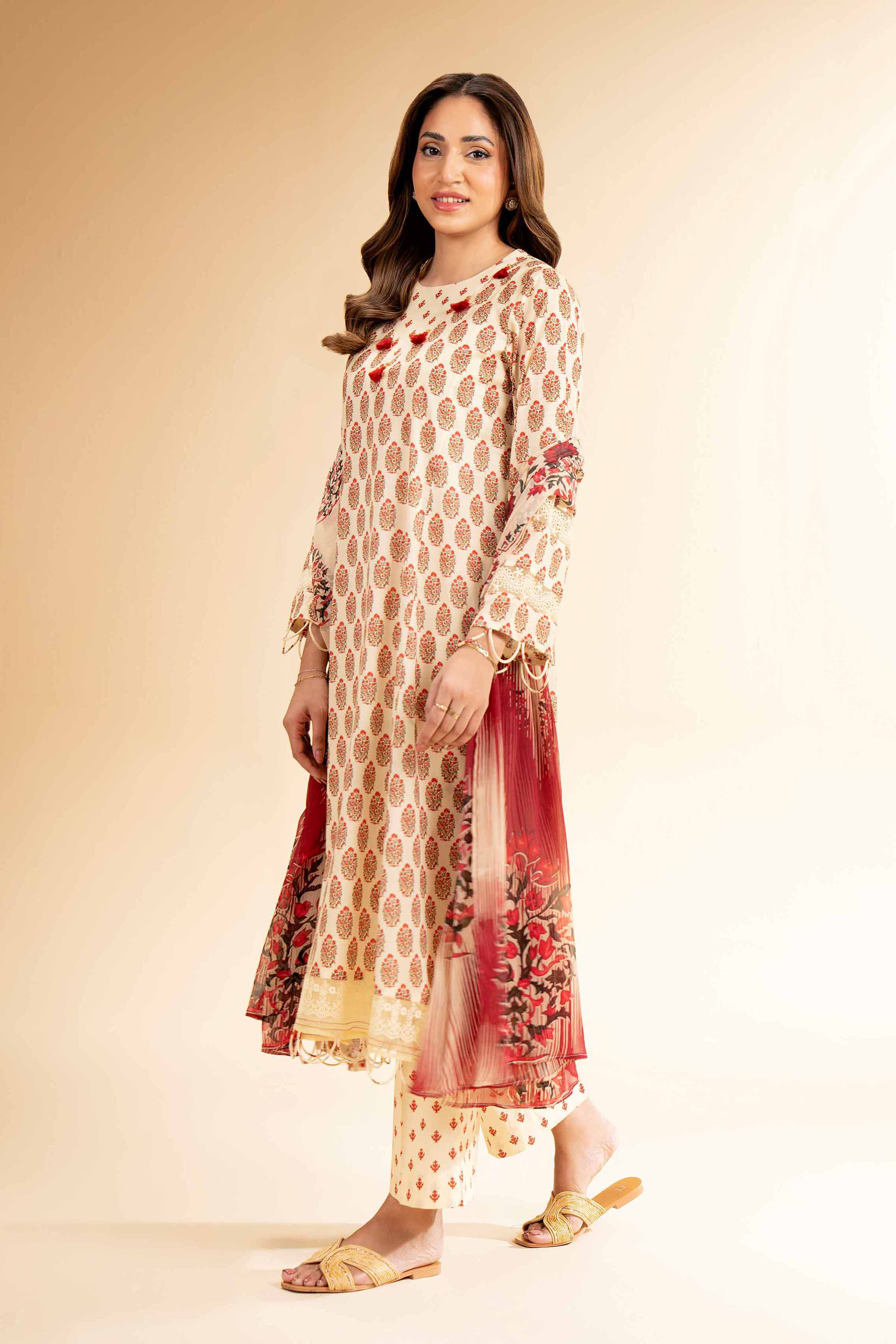 Nishat Linen 3 Piece - Printed With Laces Suit - 42501327 Online Shopping