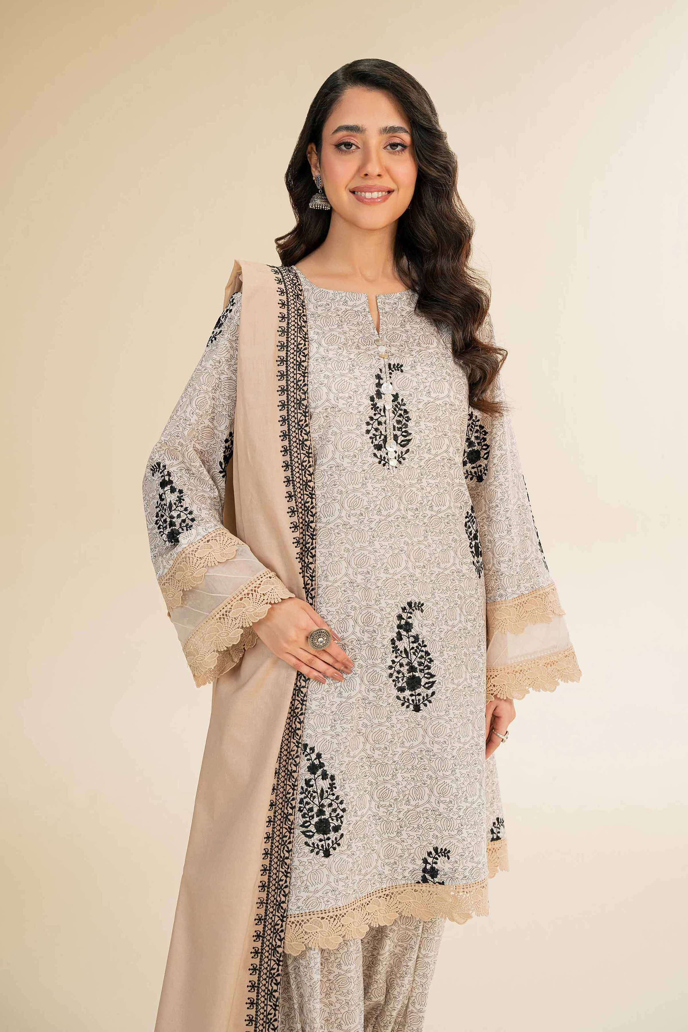 Nishat Linen 3 Piece - Printed Embroidered Suit - 42501360 Online Shopping
