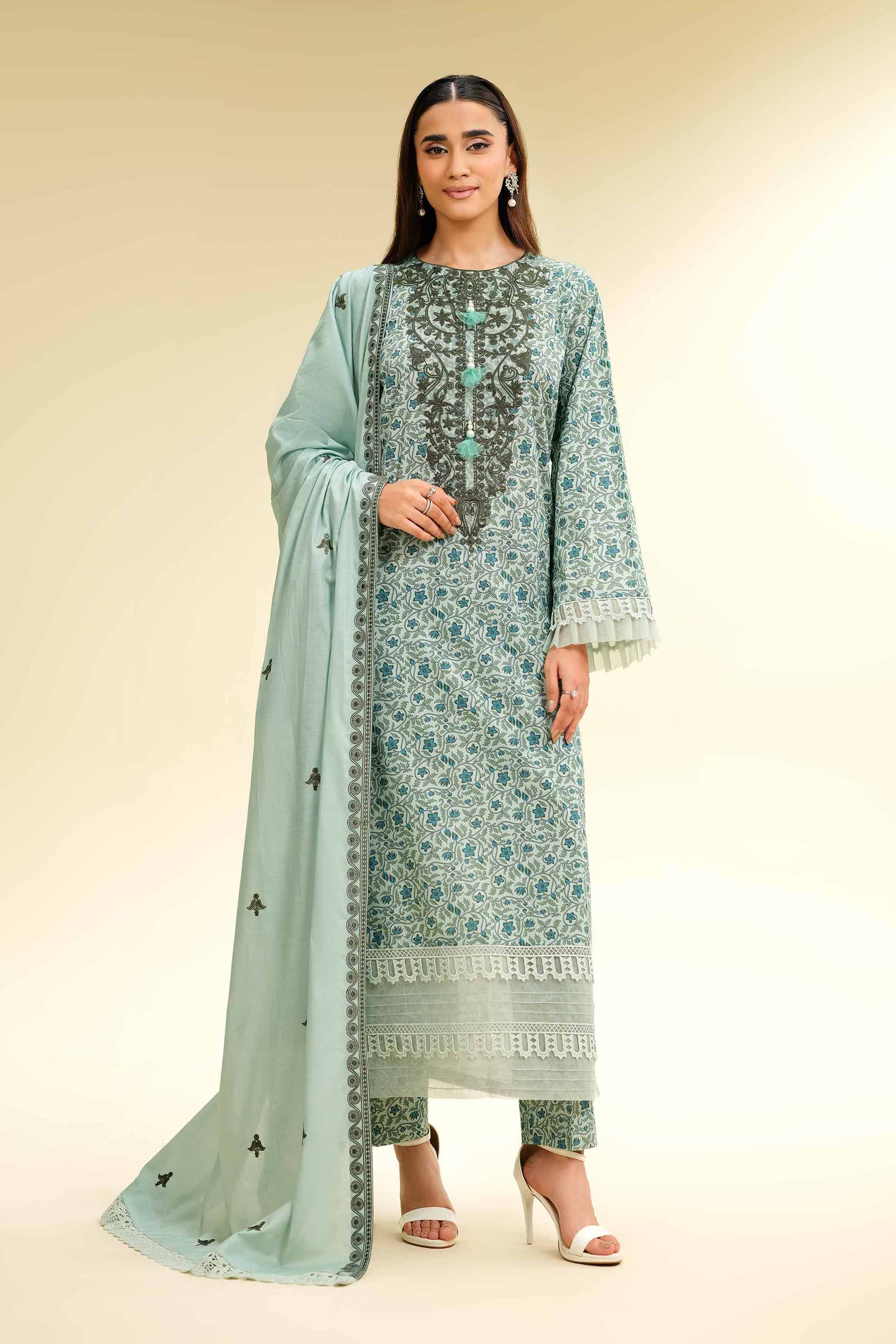 Nishat Linen 3 Piece - Printed Embroidered Suit - 42501361 Online Shopping