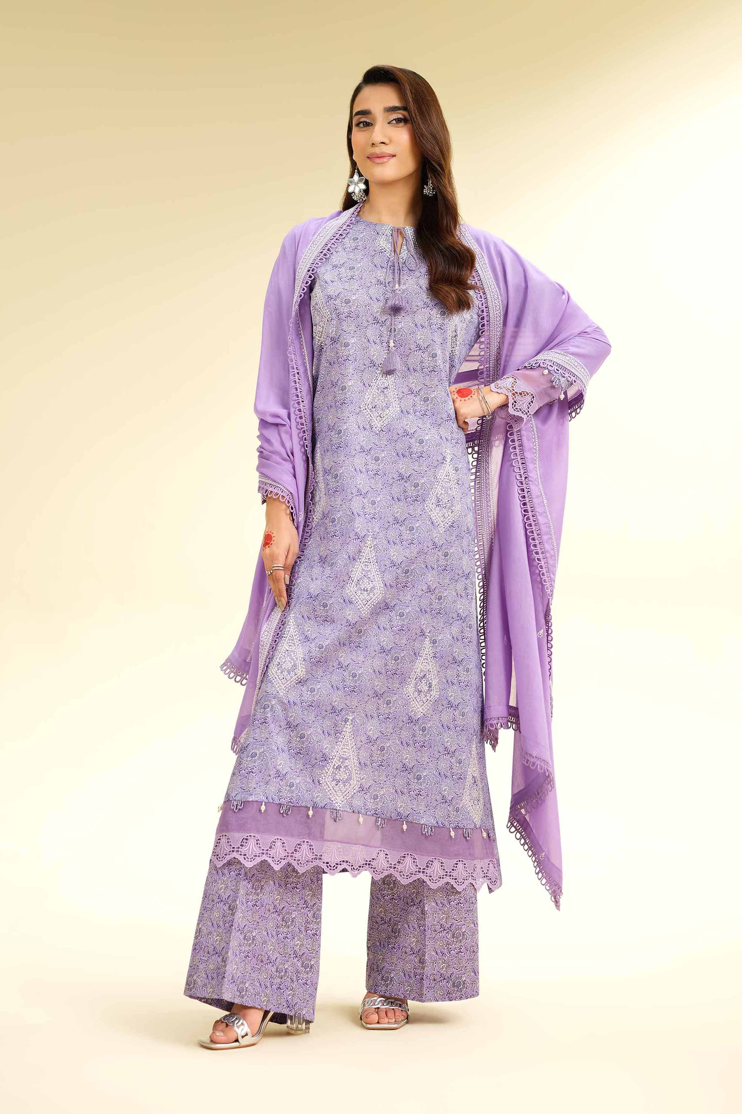 Nishat Linen 3 Piece - Printed Embroidered Suit - 42501362 Online Shopping