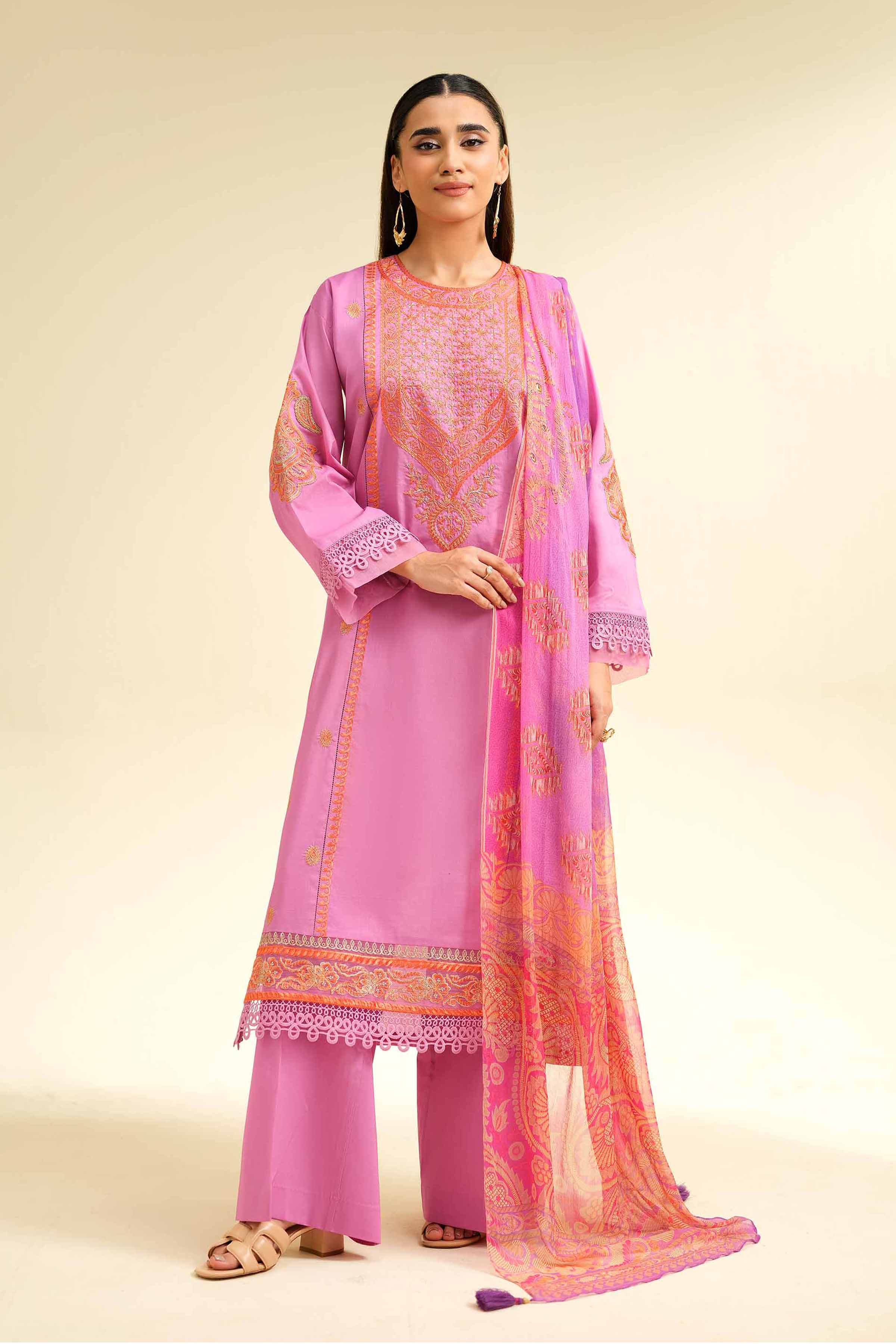 Nishat Linen 3 Piece - Embroidered Suit - 42501383 Online Shopping