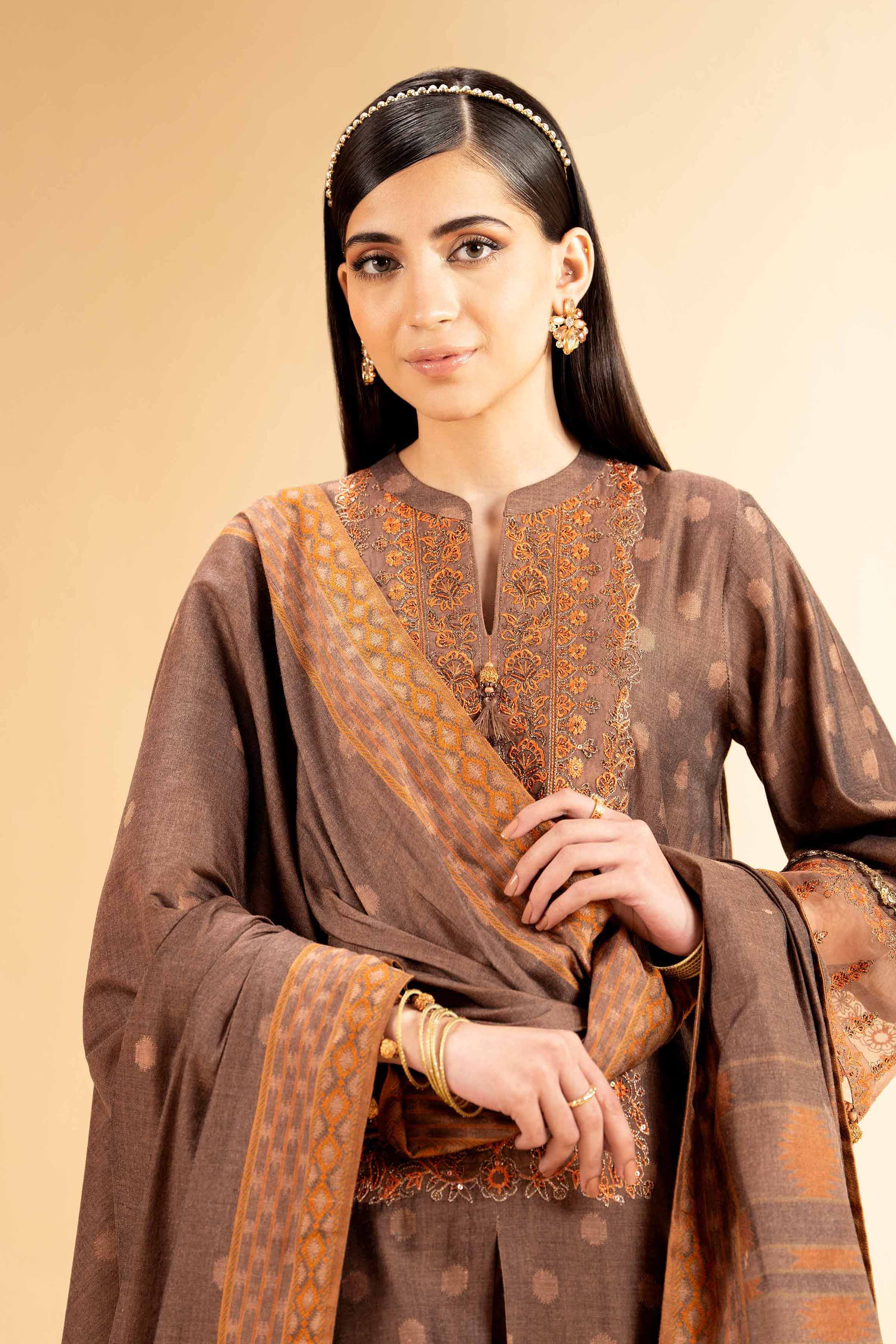 Nishat Linen 3 Piece - Jacquard Embroidered Suit - 42501396 Online Shopping