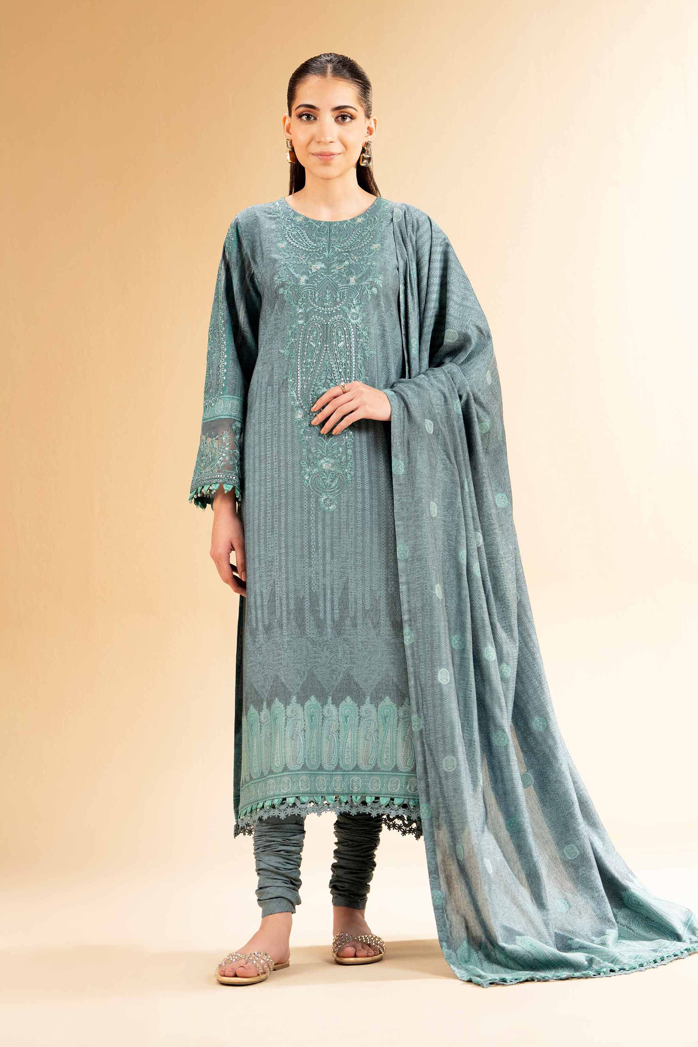 Nishat Linen 3 Piece - Jacquard Embroidered Suit - 42501405 Online Shopping