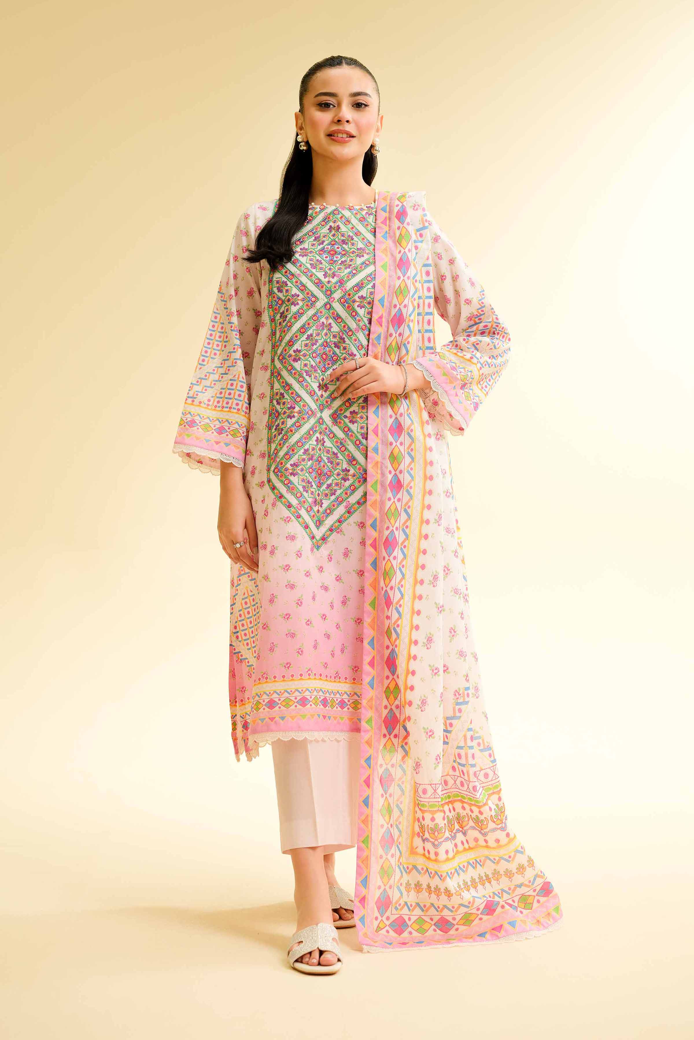Nishat Linen 3 Piece - Digital Printed Embroidered Suit - 42501430 Online Shopping