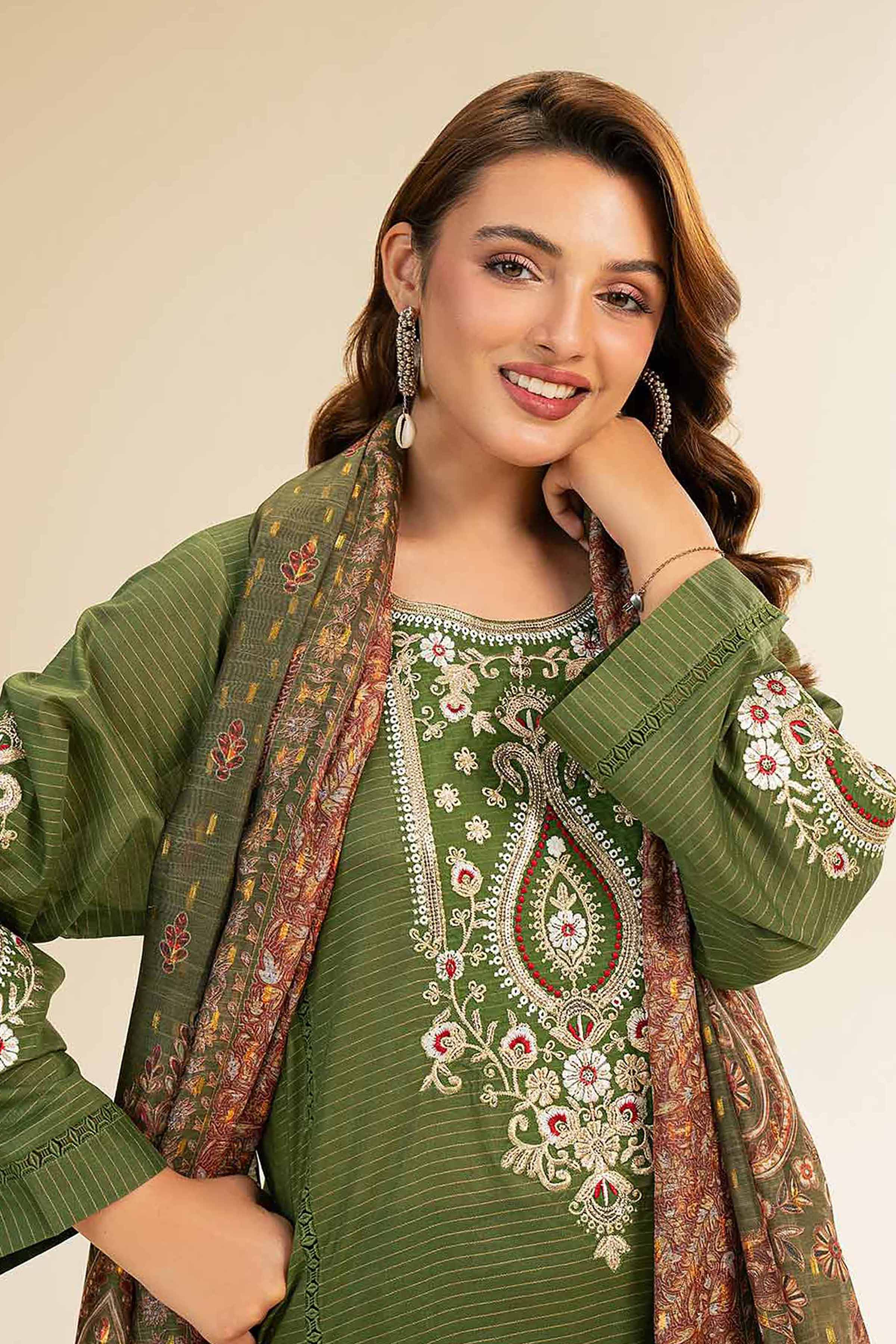 Nishat Linen 3 Piece - Embroidered Suit - 42501436 Online Shopping