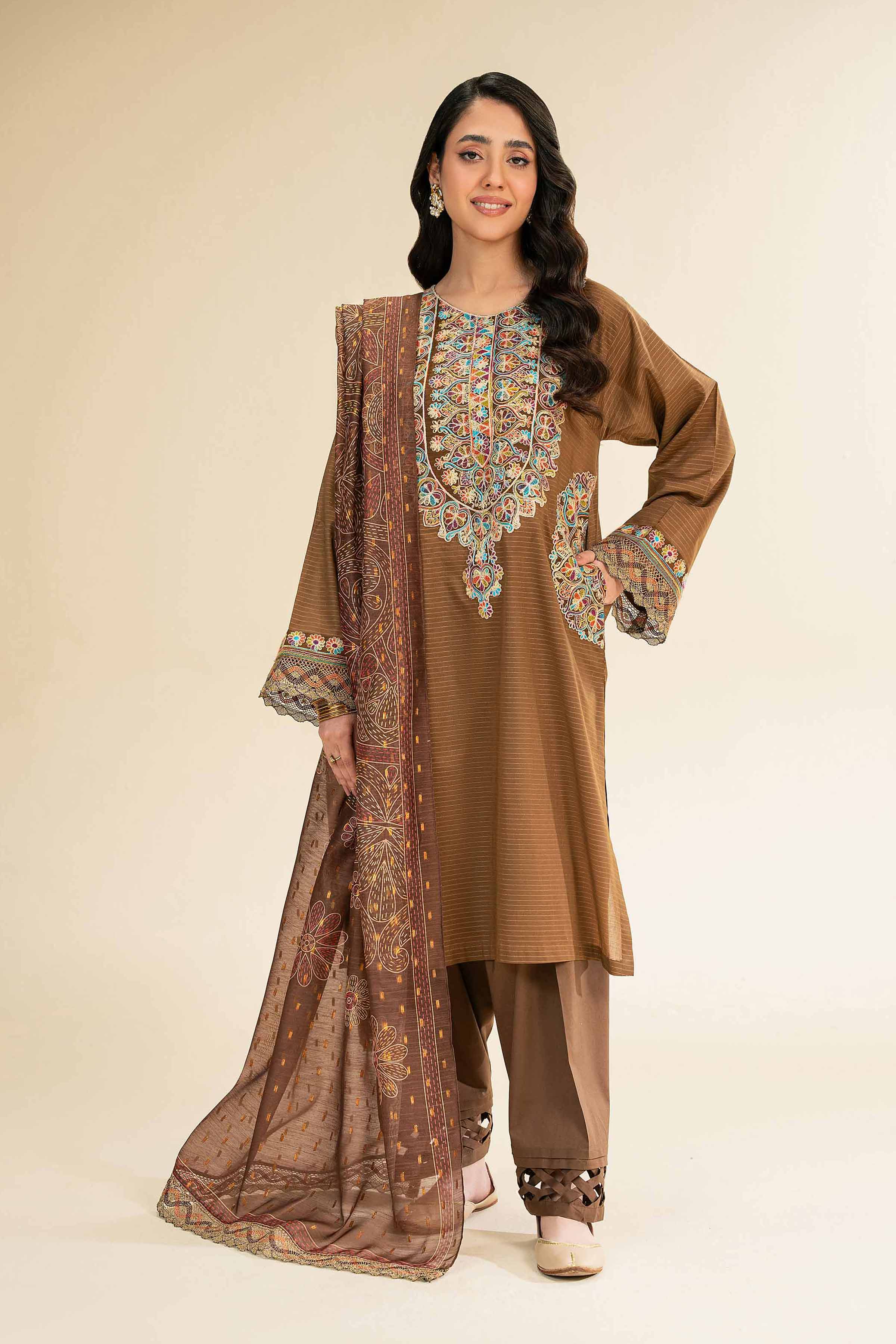 Nishat Linen 3 Piece - Embroidered Suit - 42501444 Online Shopping
