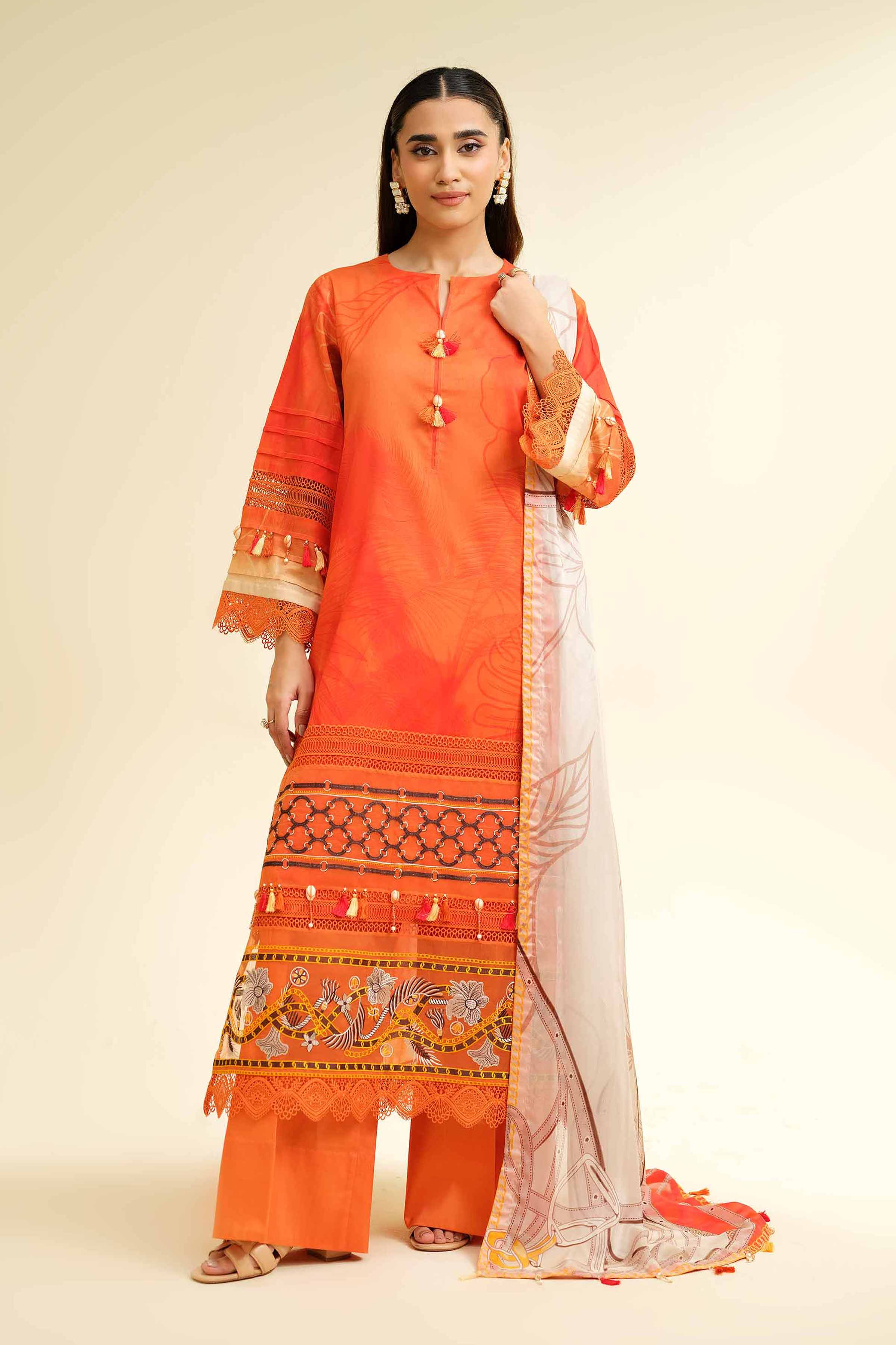 Nishat Linen 3 Piece - Digital Printed Embroidered Suit - 42501477 Online Shopping