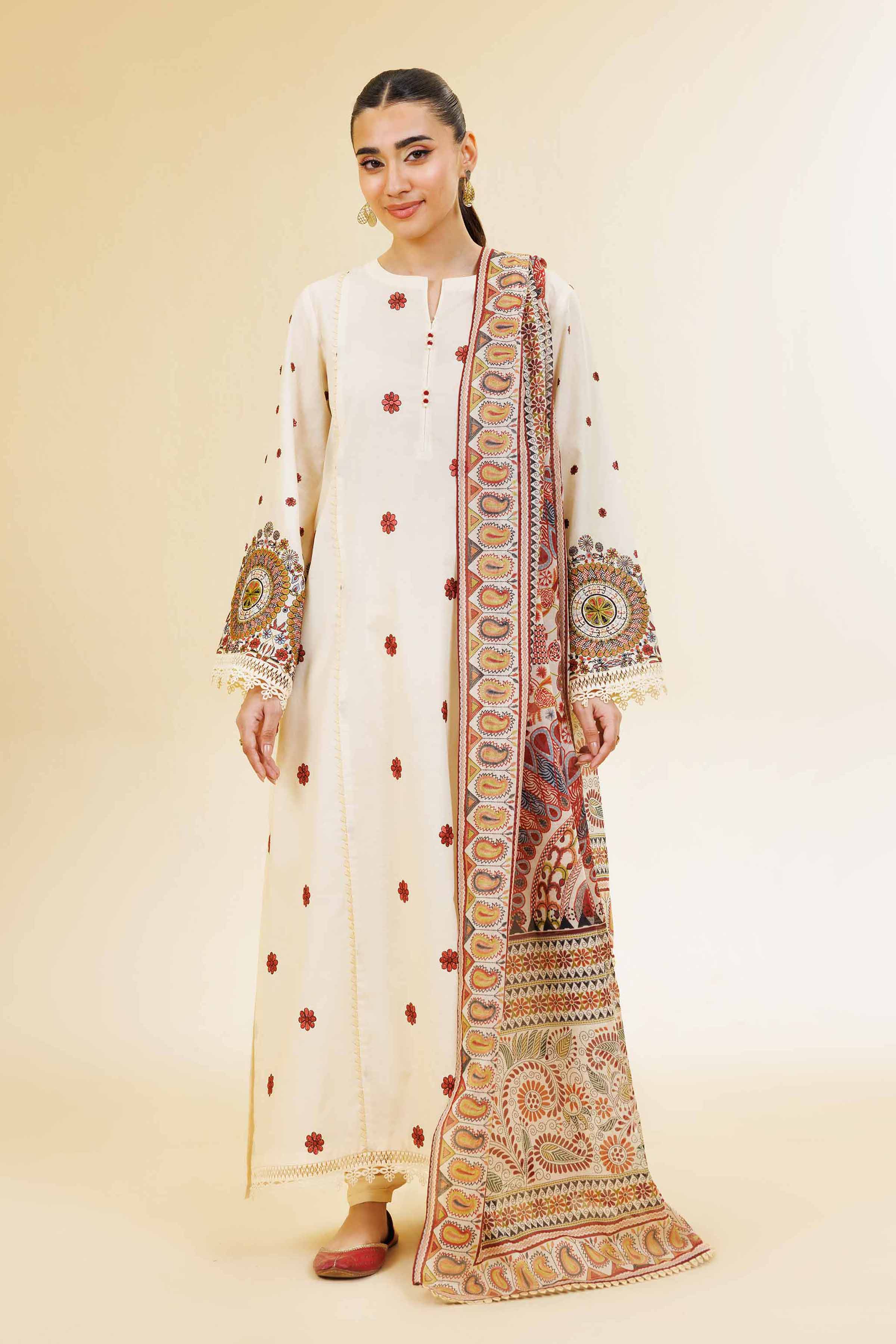 Nishat Linen 3 Piece - Digital Printed Embroidered Suit - 42501582 Online Shopping