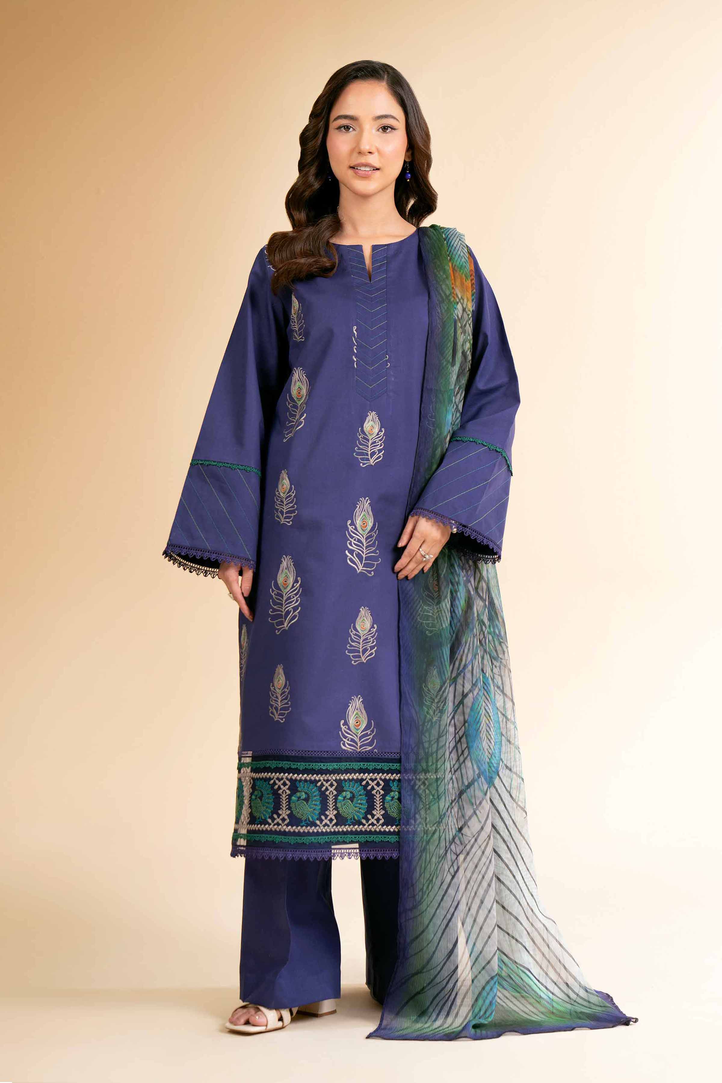 Nishat Linen 3 Piece - Digital Printed Embroidered Suit - 42501609 Online Shopping