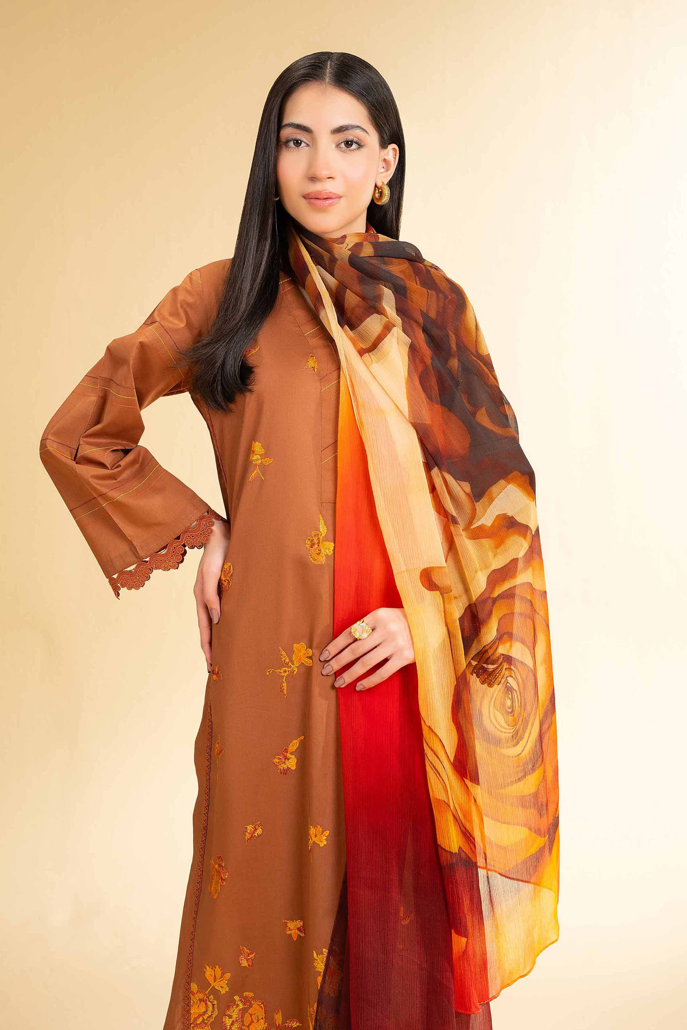 Nishat Linen 3 Piece - Digital Printed Embroidered Suit - 42501616 Online Shopping