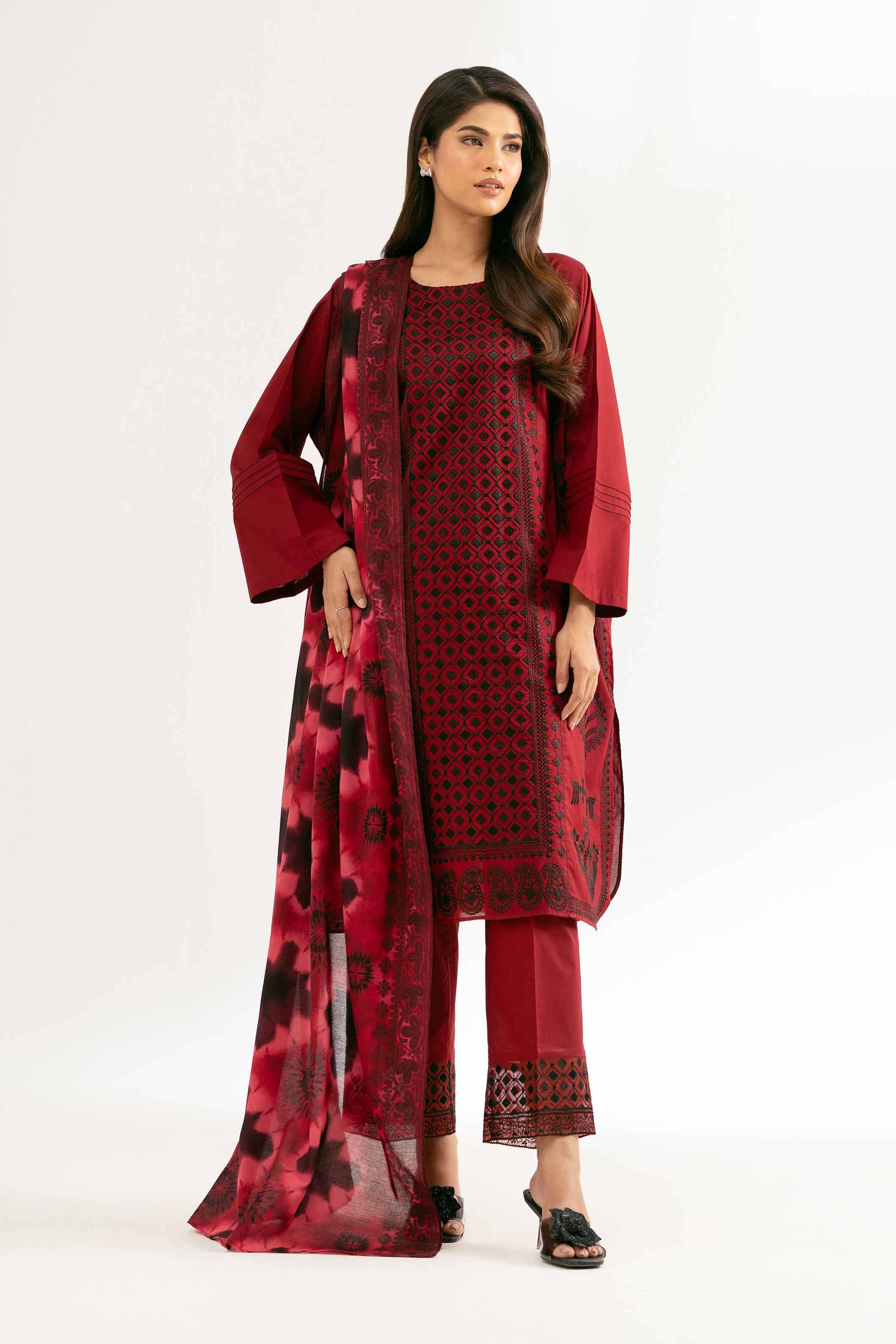 Nishat Linen 3 Piece - Printed Embroidered Suit - 42501656 Online Shopping