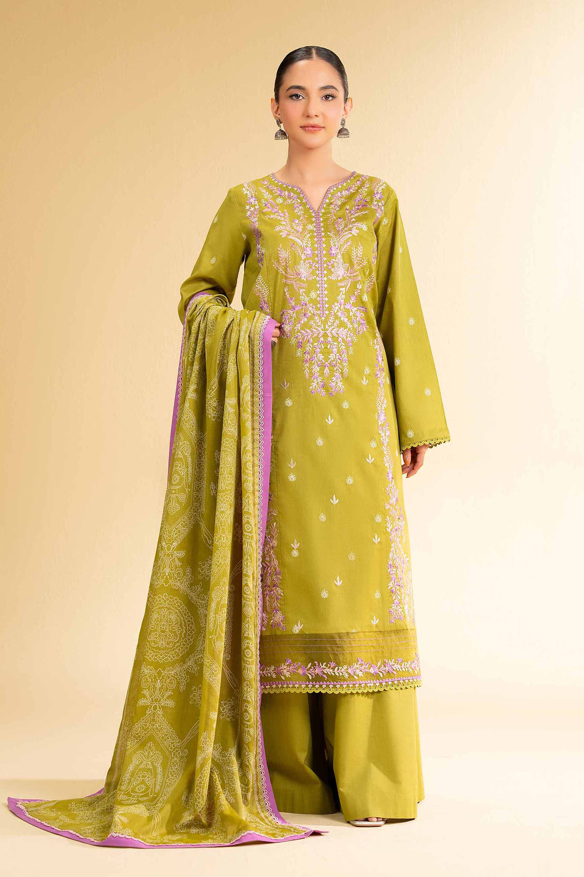 Nishat Linen 3 Piece -  Paste Printed Embroidered Suit - 42501810 Online Shopping
