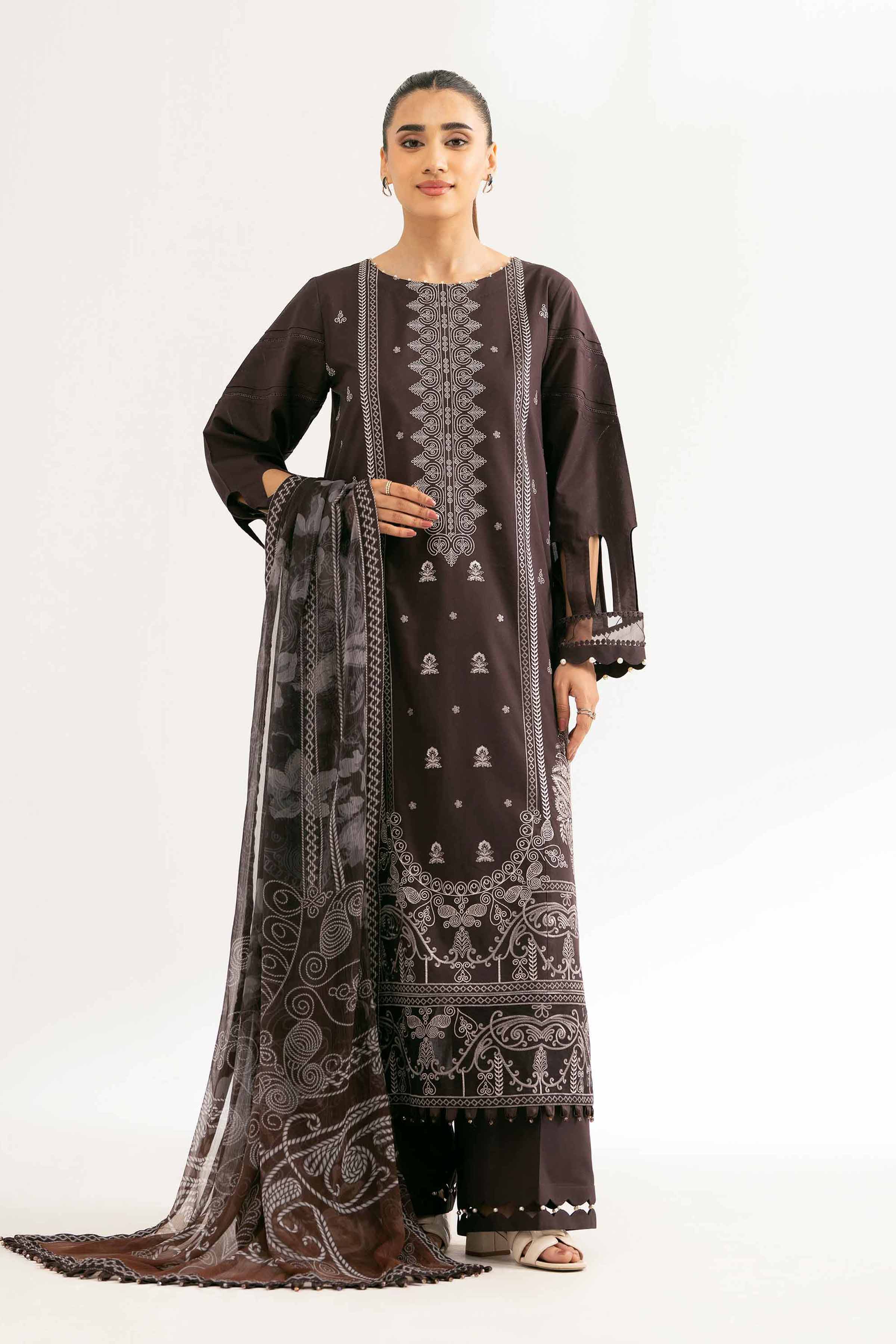Nishat Linen 3 Piece - Digital Printed Embroidered Suit - 42502104 Online Shopping