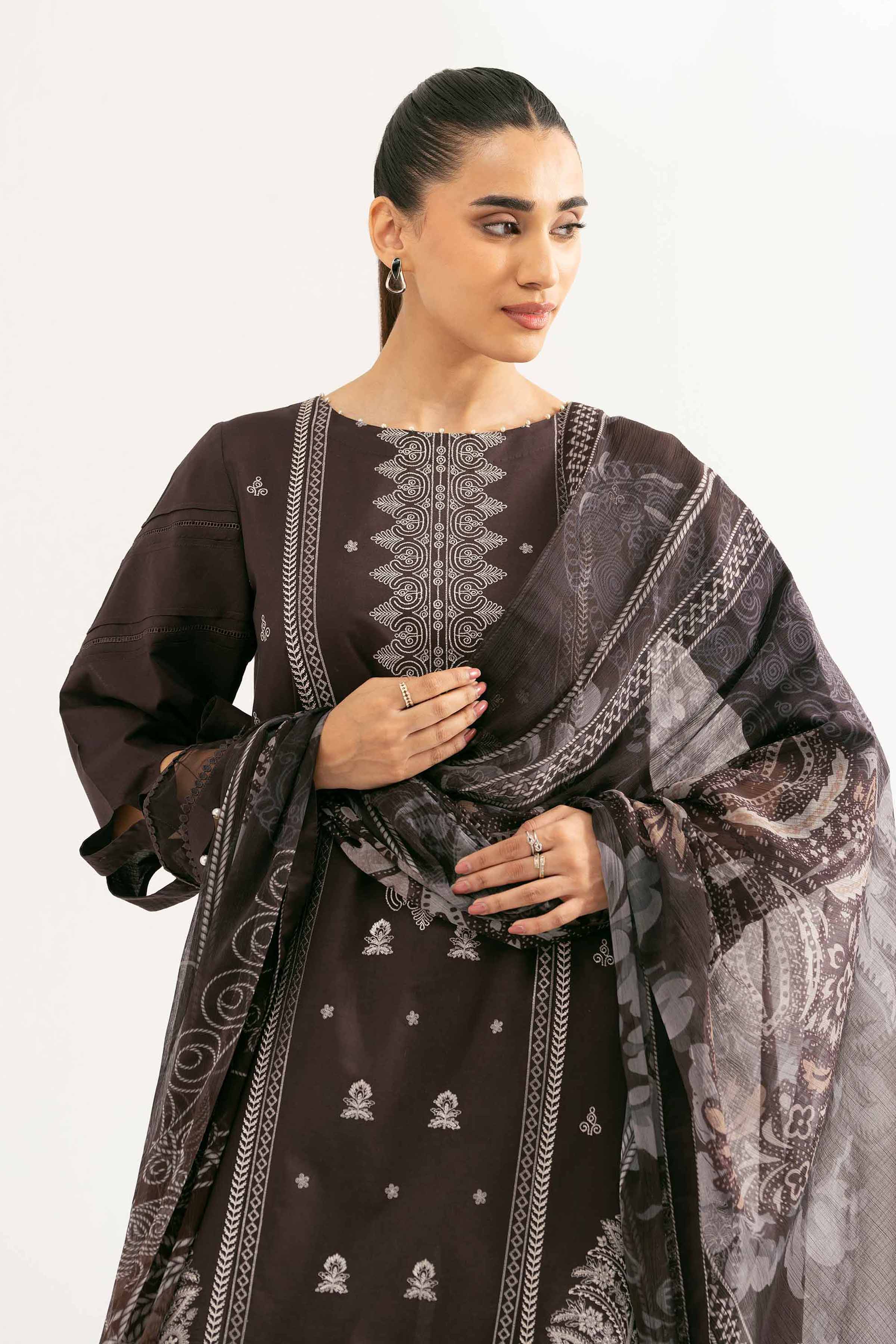 Nishat Linen 3 Piece - Digital Printed Embroidered Suit - 42502104 Online Shopping