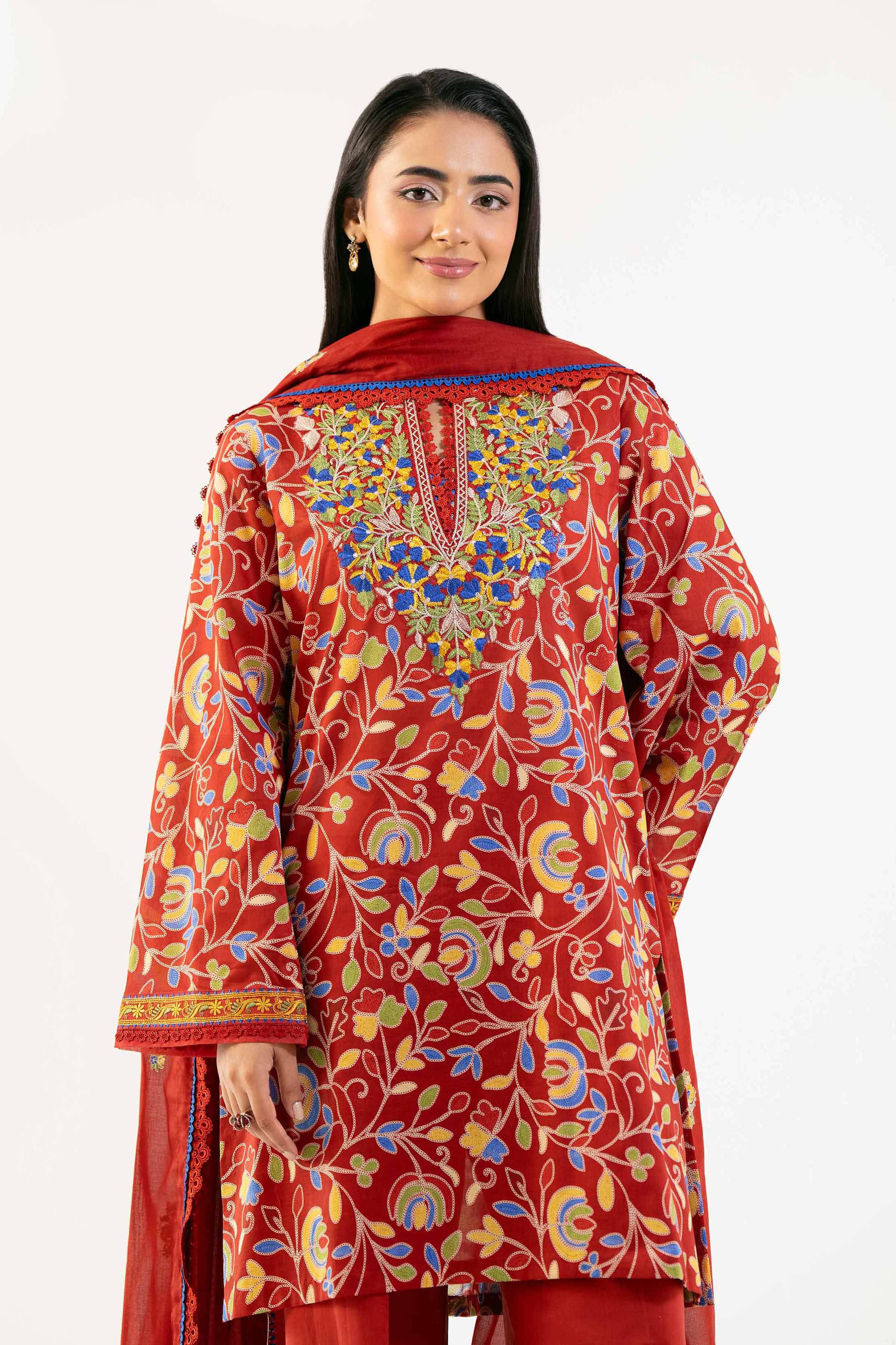 Nishat Linen 3 Piece - Printed Embroidered Suit - 42502131 Online Shopping