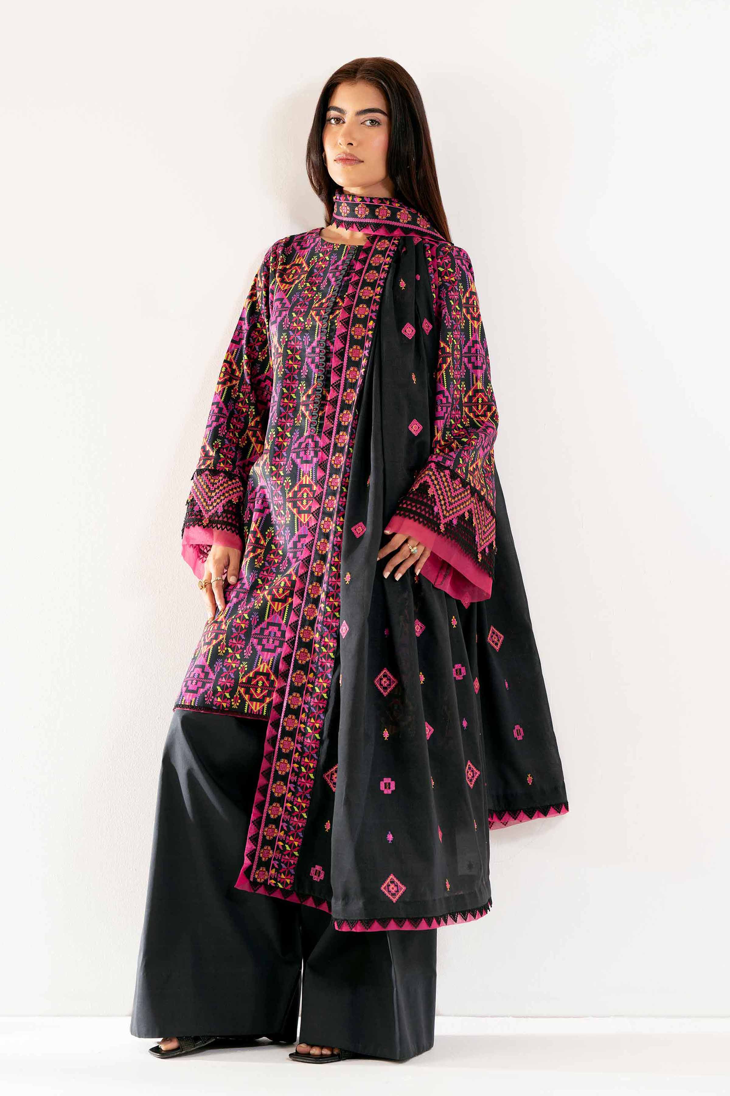 Nishat Linen 3 Piece - Printed Embroidered Suit - 42502132 Online Shopping
