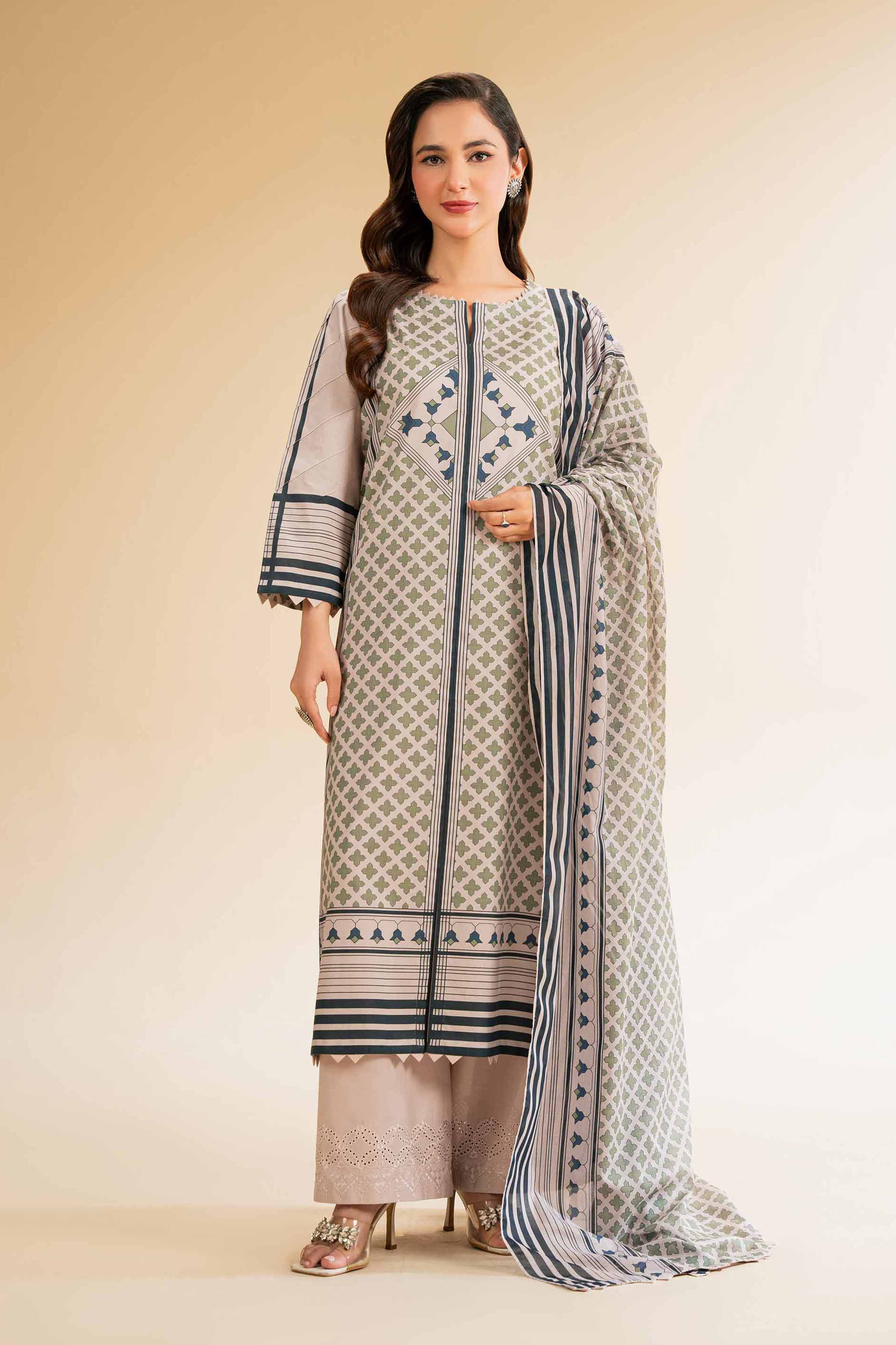 Nishat Linen 3 Piece - Printed Embroidered Suit - 42519173 Online Shopping