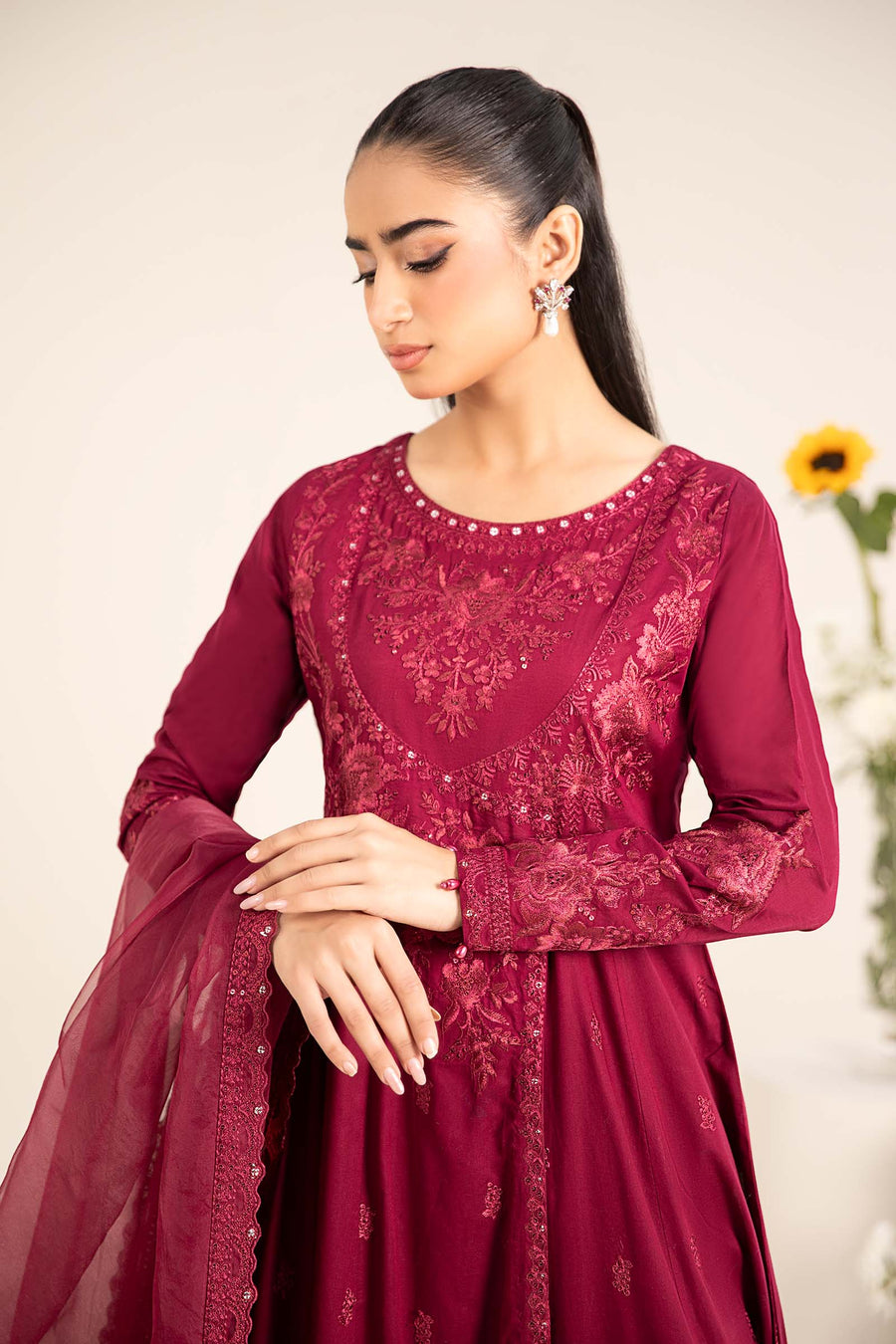 Maria B DWF2583-ESM-RED Online Shopping