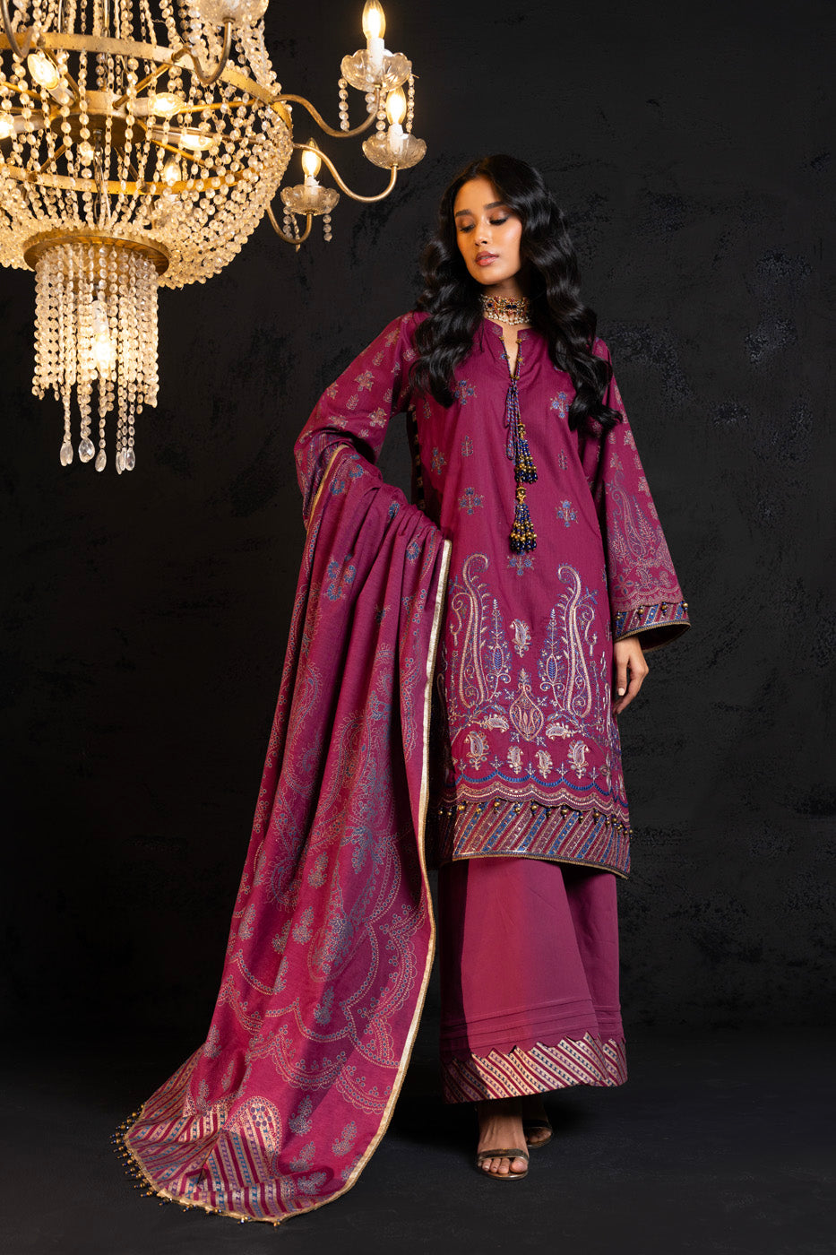 Alkaram Studio FC-23F-24-Plum Online Shopping