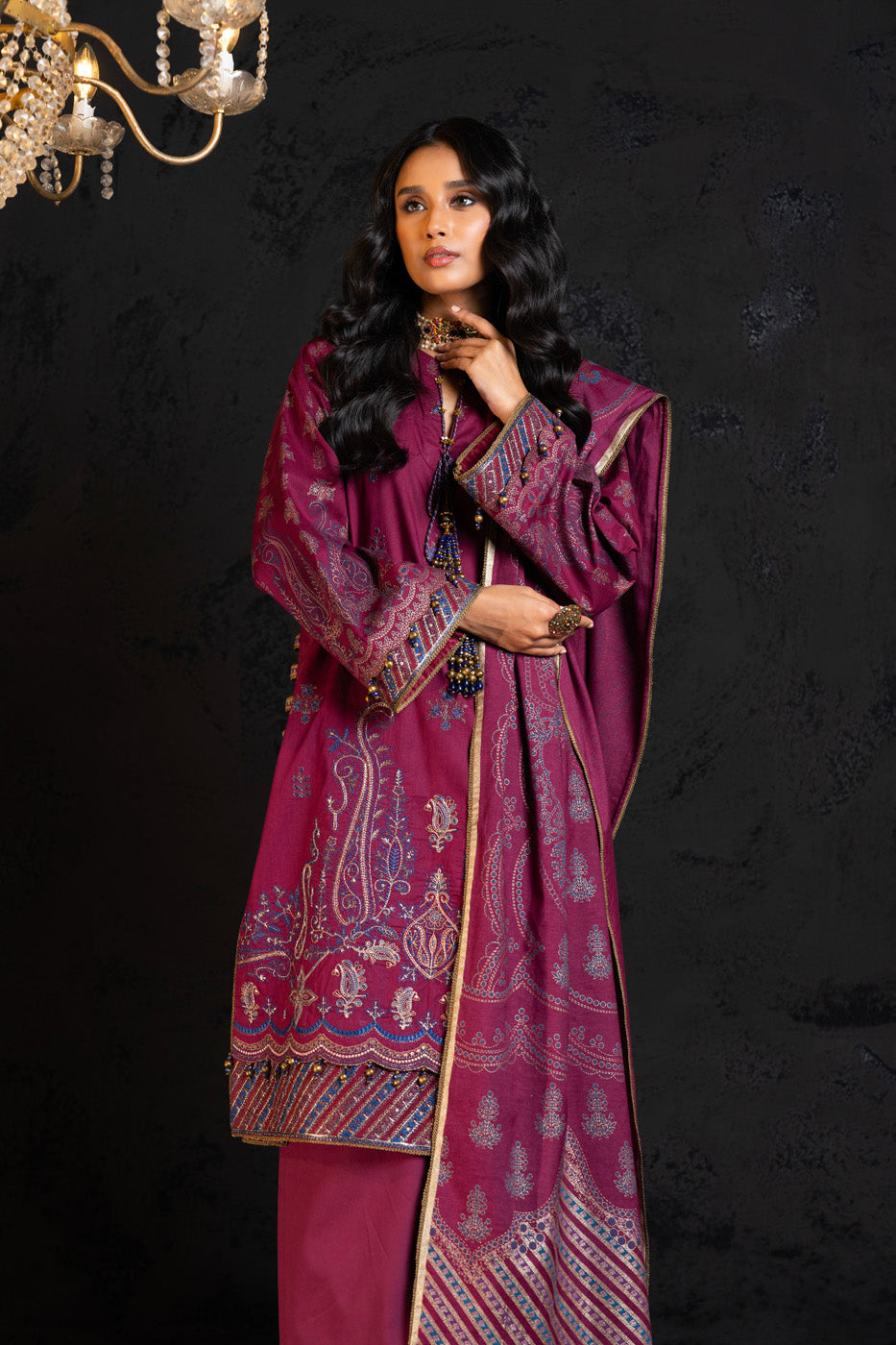 Alkaram Studio FC-23F-24-Plum Online Shopping
