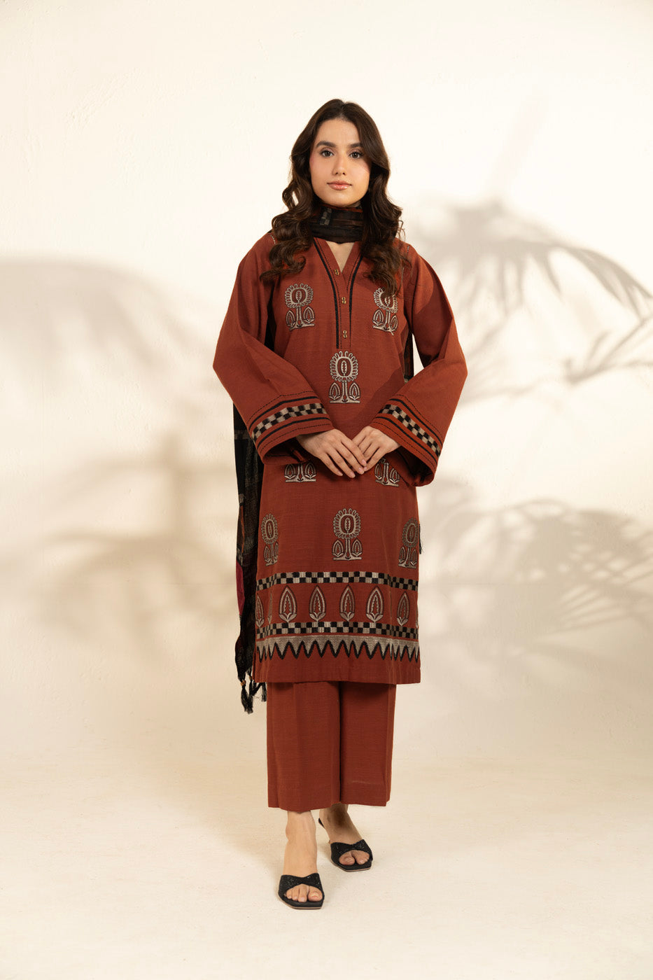 Alkaram SHAWL-FW-81-25-1-Rust Online Shopping