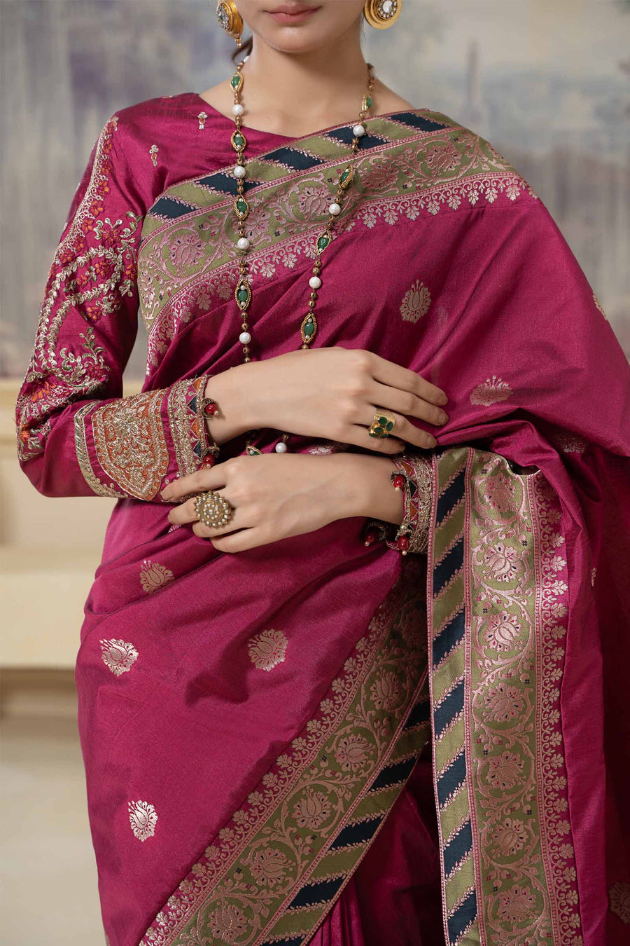 Maria B Saree Fusion Pink SF-W23-57 Online Shopping