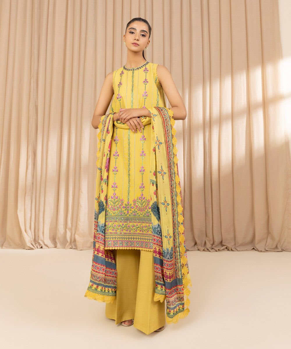 Sapphire U3FELX25V216 3 Piece Embroidered Cotton Net Suit Online Shopping