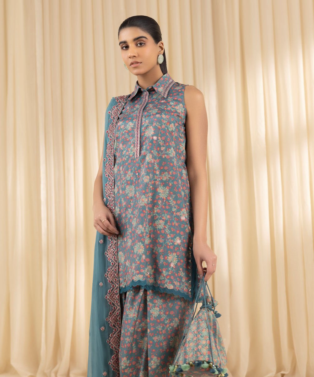 Sapphire U3PESG25V248 3 Piece Embroidered Silk Suit Online Shopping