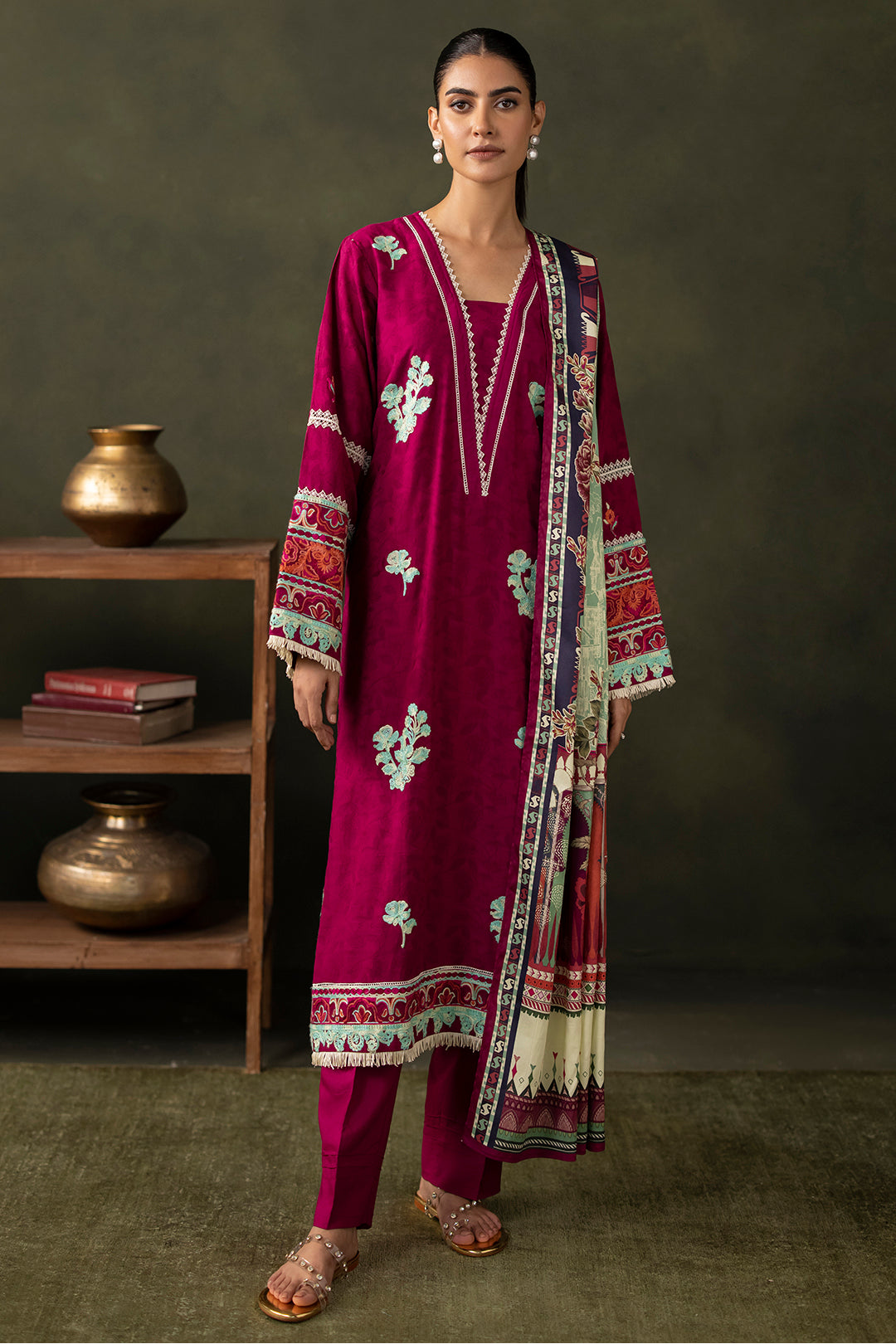 Zellbury Embroidered Shirt Shalwar Dupatta - 0235 Online Shopping