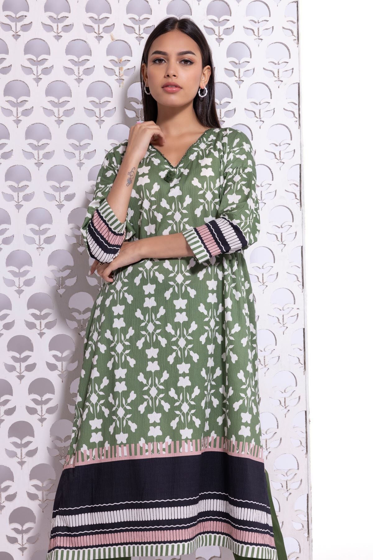 Khaadi EET24528B D Green Kurta Online Shopping