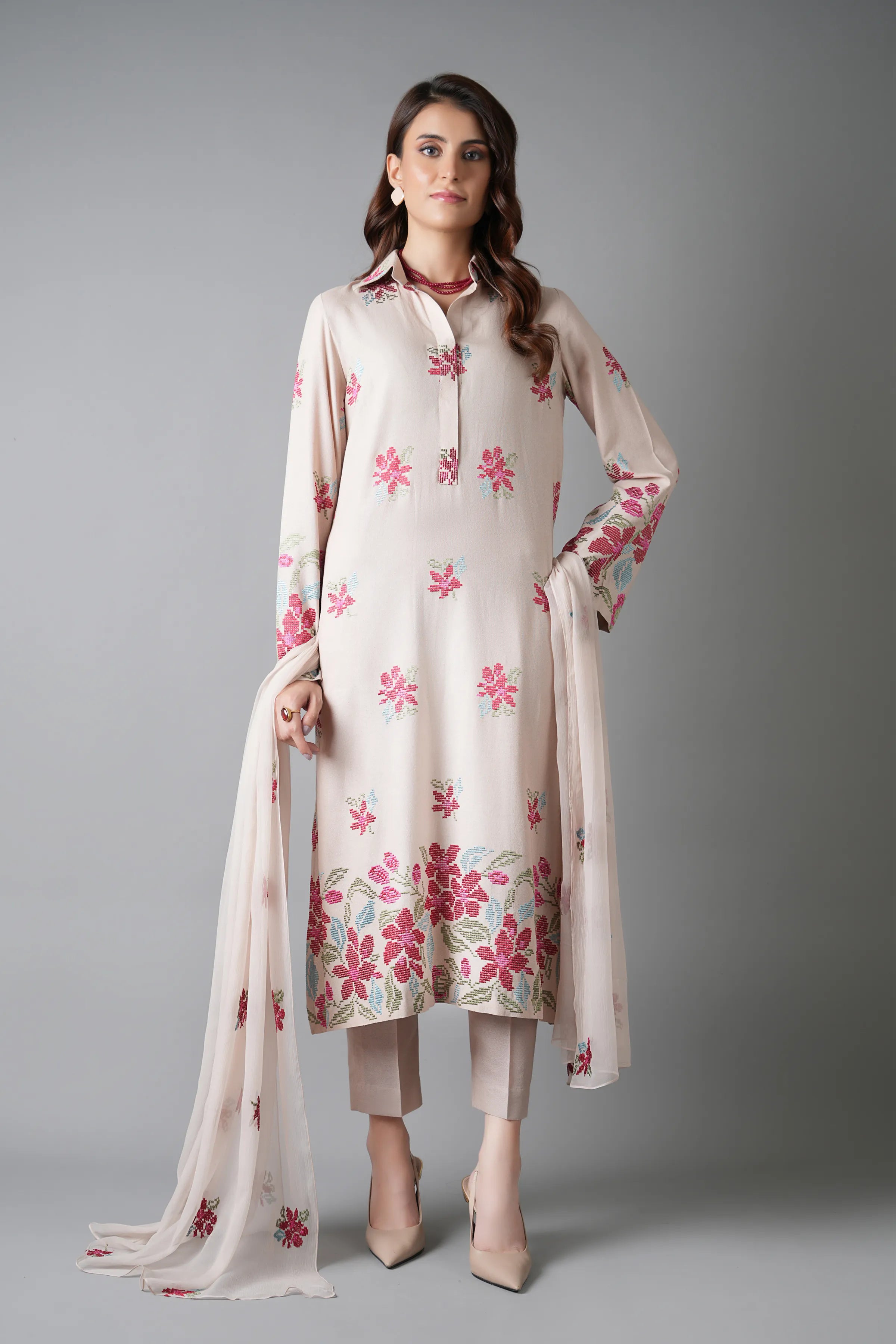 Bareeze Blossom-01-Beige Online Shopping