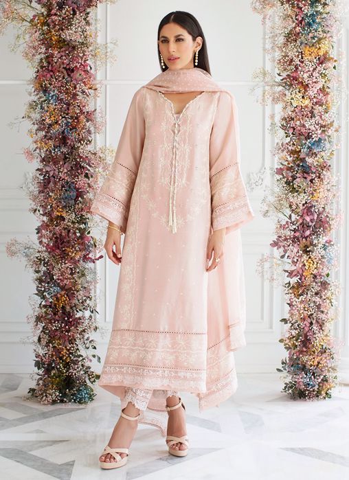 Farah Talib Aziz Kashmiri Chai Pink Shirt And Dupatta Eid Pret 2021