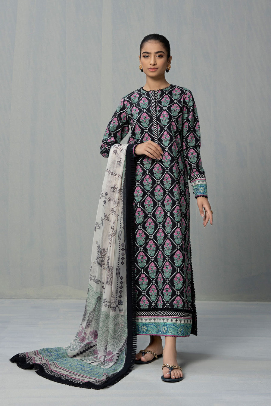 Sapphire U2 DY22V5 3 2 Piece Printed Cotton Suit Intermix Collection 2022 Online Shopping