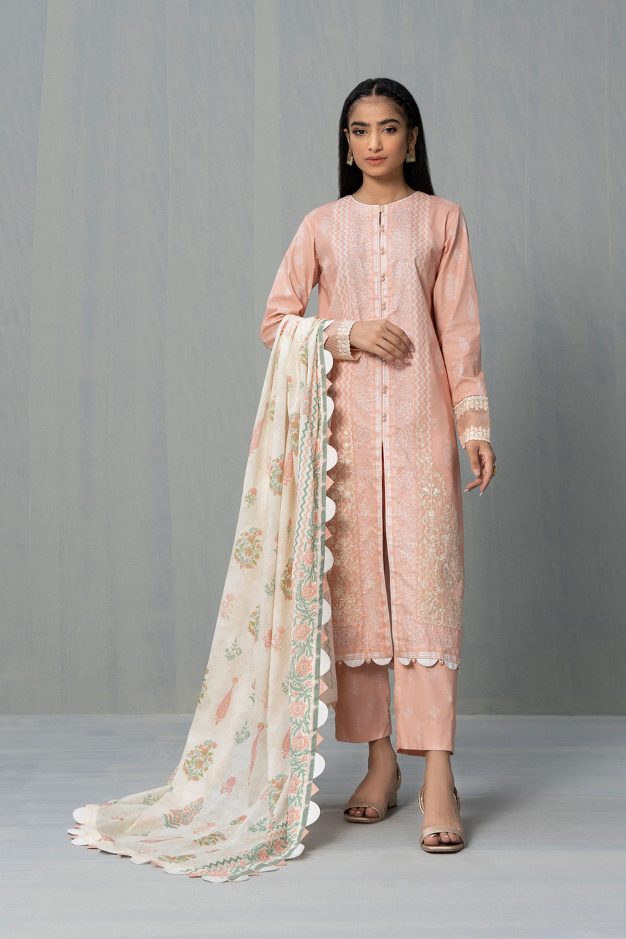 Sapphire U3E DY22V5 3 3 Piece Embroidered Cotton Suit Intermix Collection 2022 Online Shopping