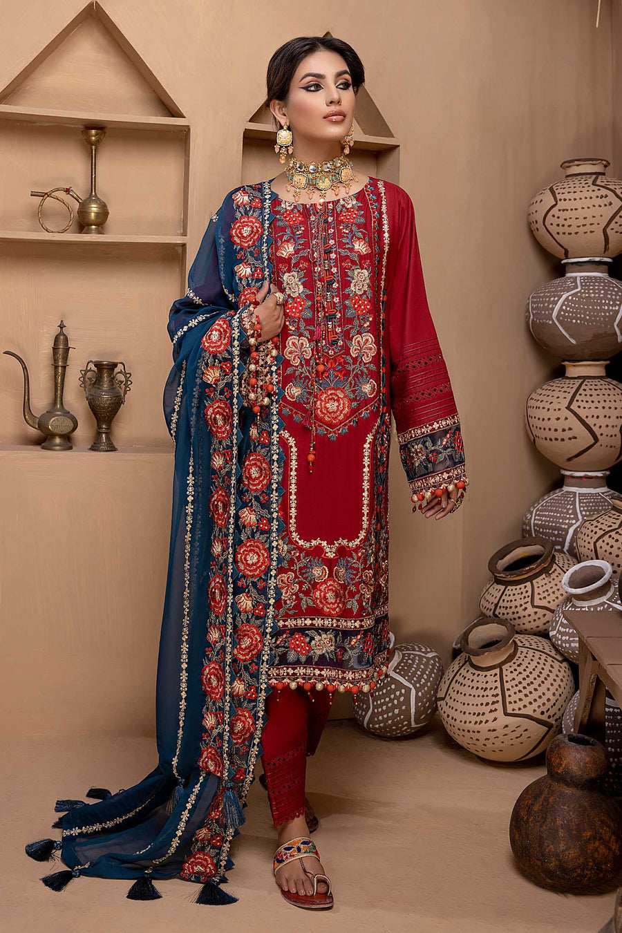 Adan Libas Firebrick Aangan 2022 Online Shopping