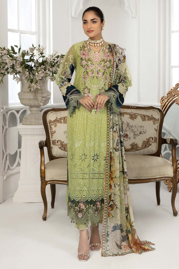 Adan Libas Olive Green Chikankari Lawn 3PC 2022 Online Shopping
