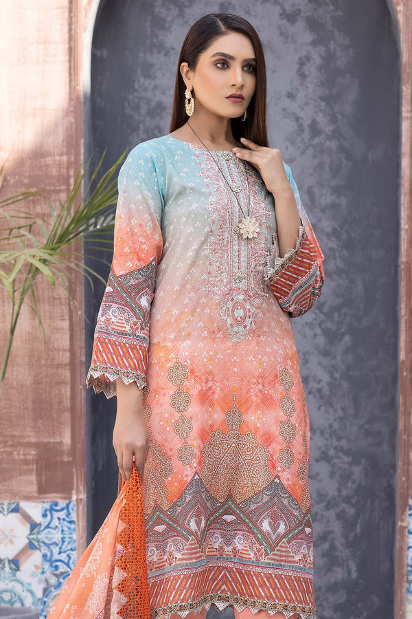 Adan Libas Pale Chestnut Digital Printed & Embroidered Lawn 2PC 2022 Online Shopping