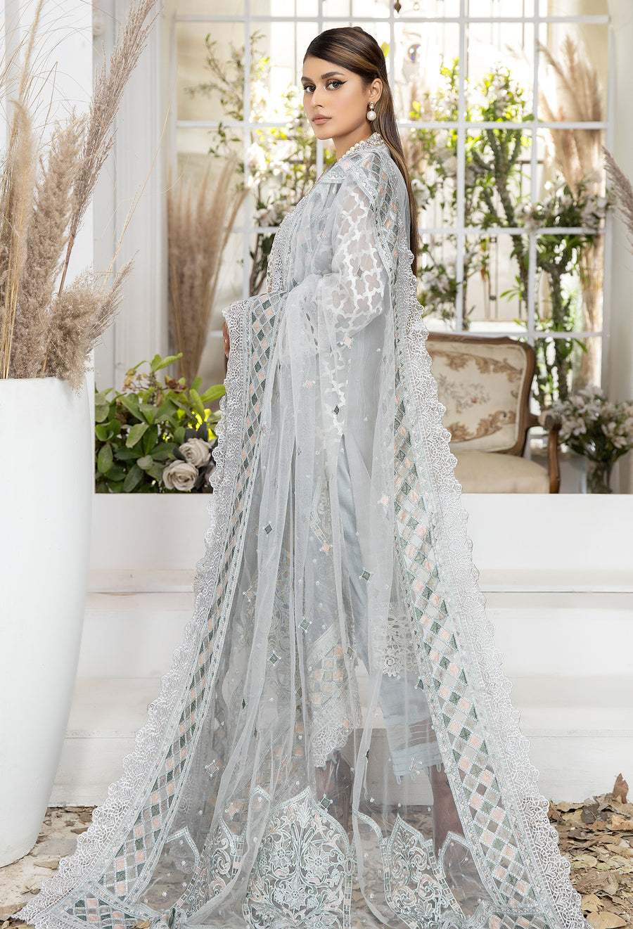 Adan Libas Quill Grey Embroidered Oranza Pret 2022 Online Shopping